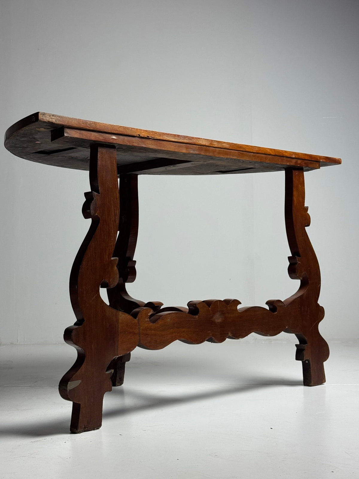 Pair of Italian Demi Lune Tables Inlaid with Bone, 19th Century, photo 14