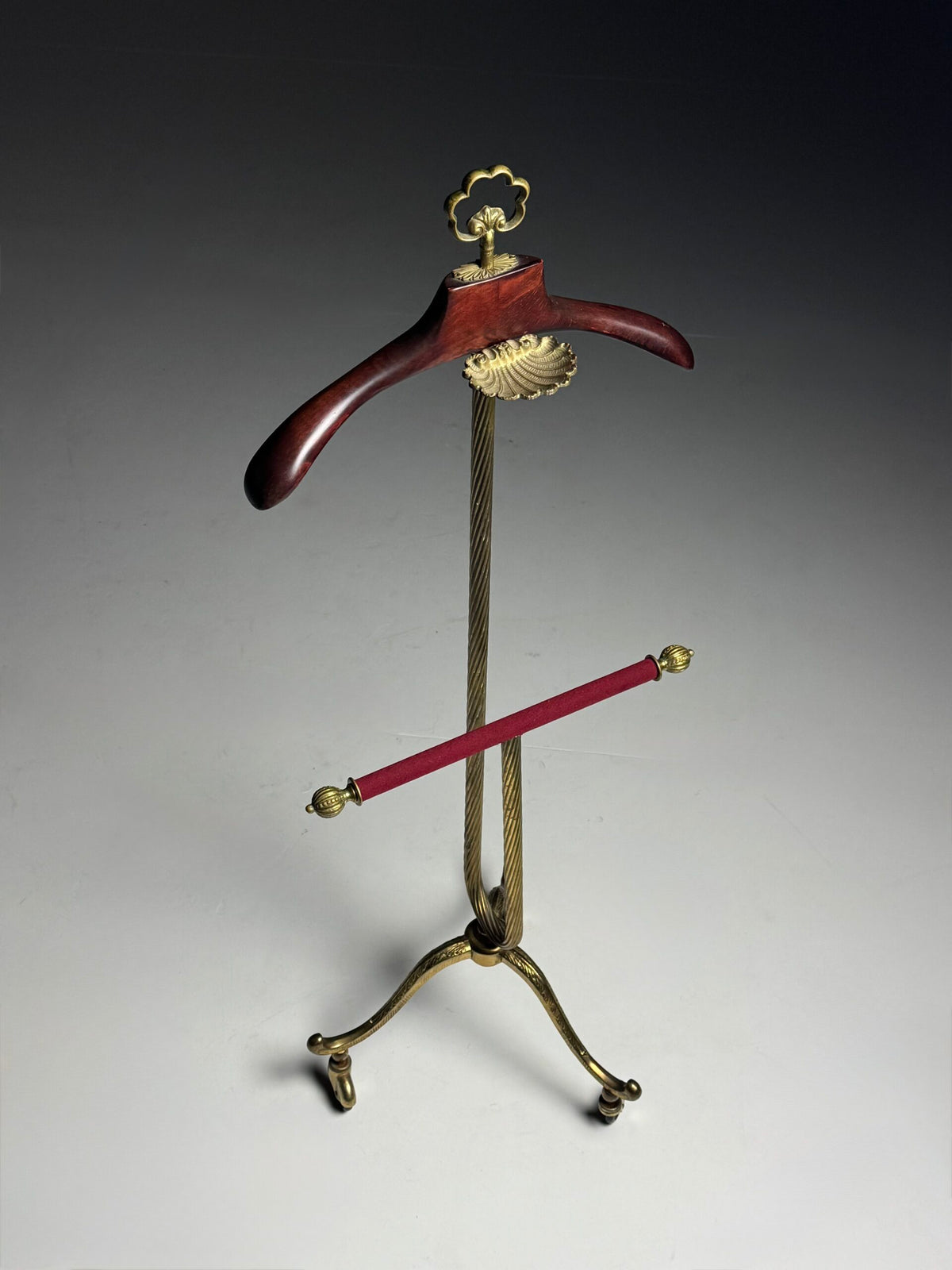 French Brass and Mahogany Clothes Valet on Wheels, Mid 20th Century, photo 2