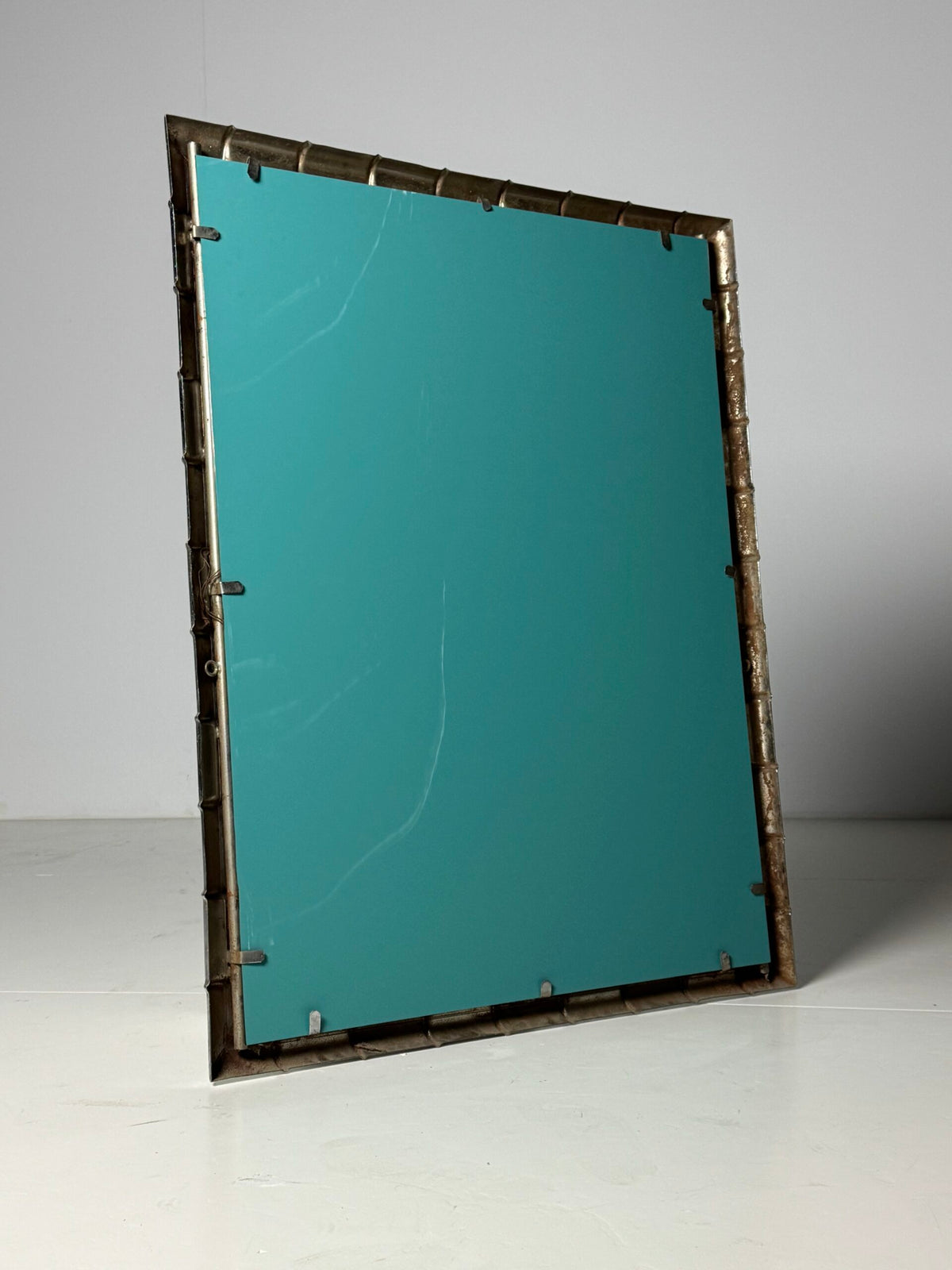 Large Chrome Faux Bamboo Mirror, 1970s to 1980s, photo 3
