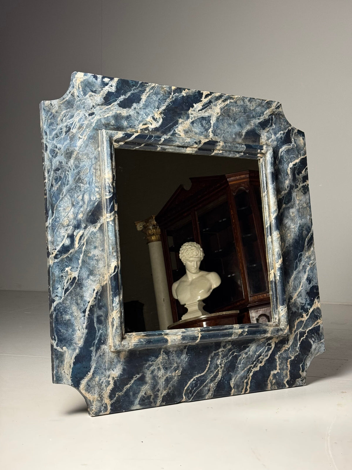 Large French Faux Marbre Painted Mirror, c. 1900, photo 1