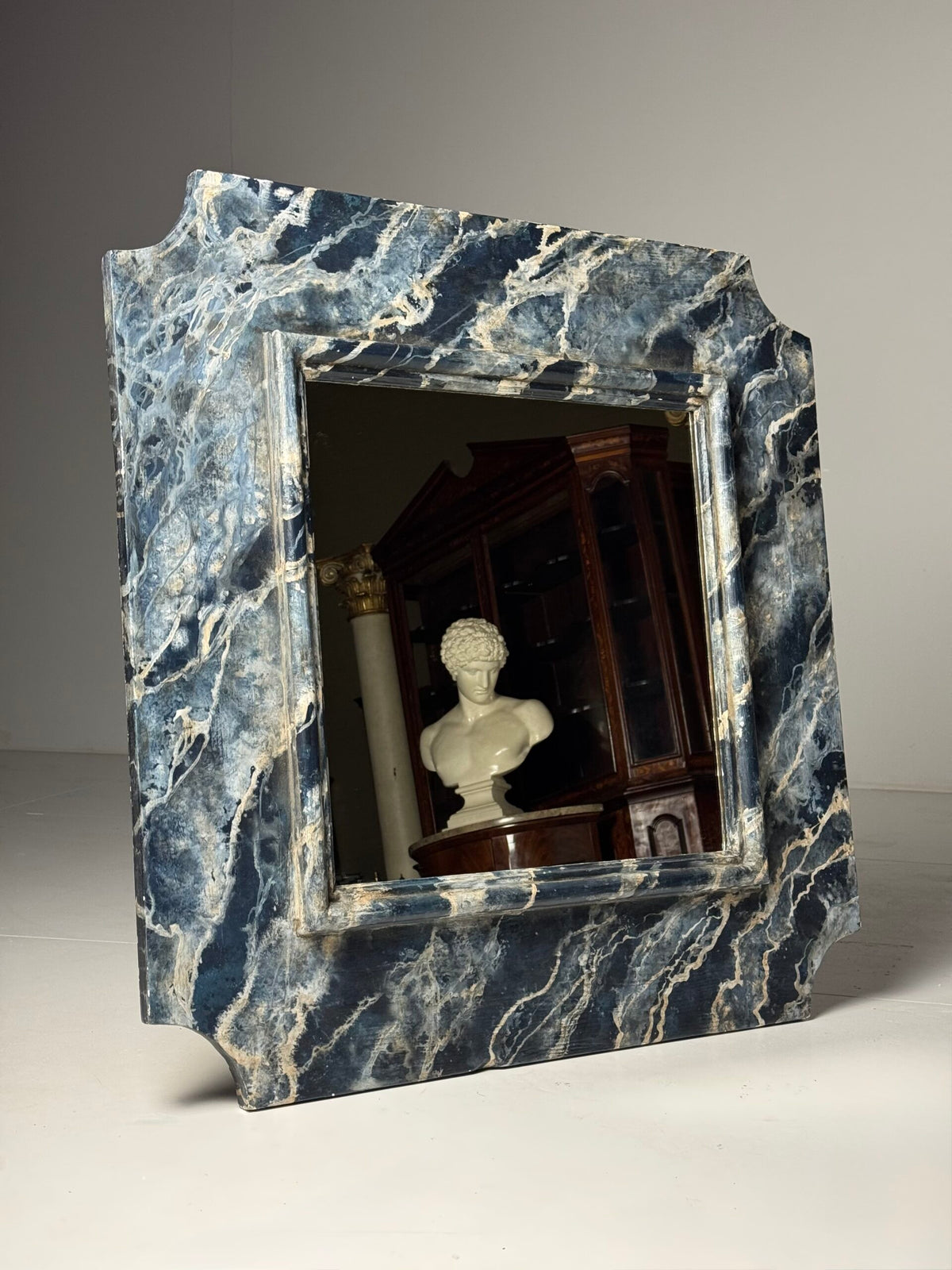 Large French Faux Marbre Painted Mirror, c. 1900, photo 2