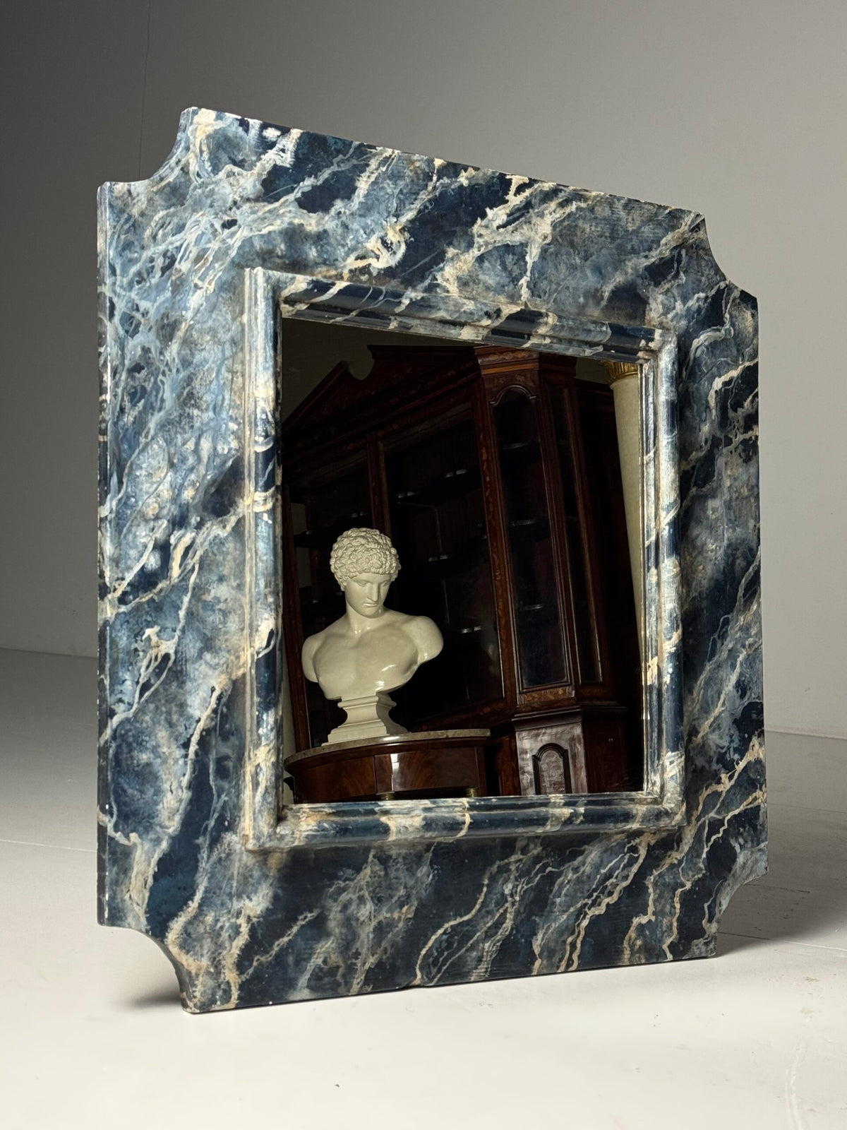 Large French Faux Marbre Painted Mirror, c. 1900, photo 10
