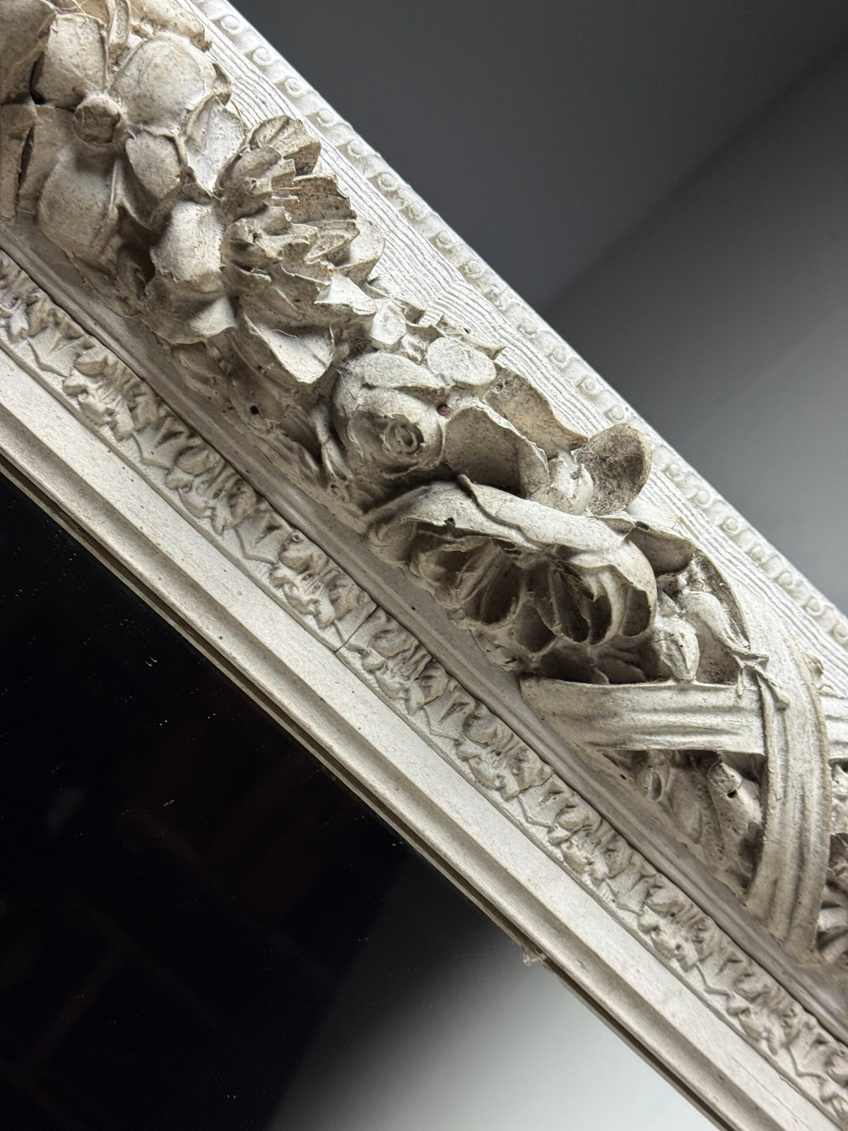 Set of Three White French Mirrors, Early to Mid 20th Century, photo 15