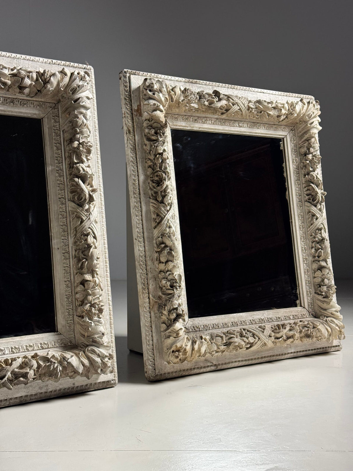 Set of Three White French Mirrors, Early to Mid 20th Century, photo 11