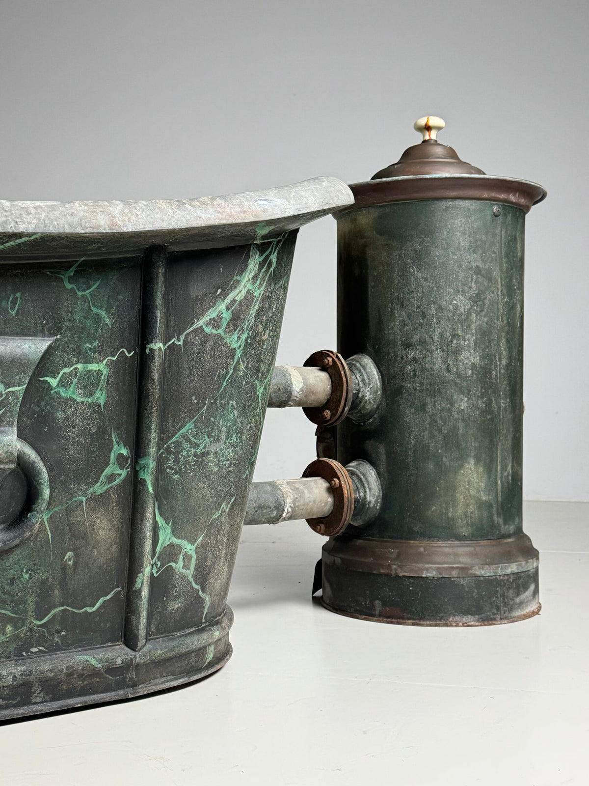 French Faux Marbre Painted Bathtub, c. 1900, photo 5