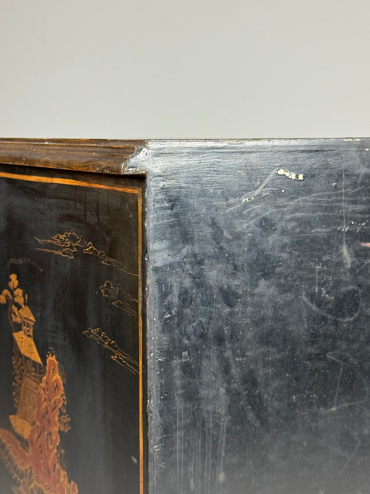 English Black Lacquer Chinoiserie Cabinet, Mid 20th Century, photo 10