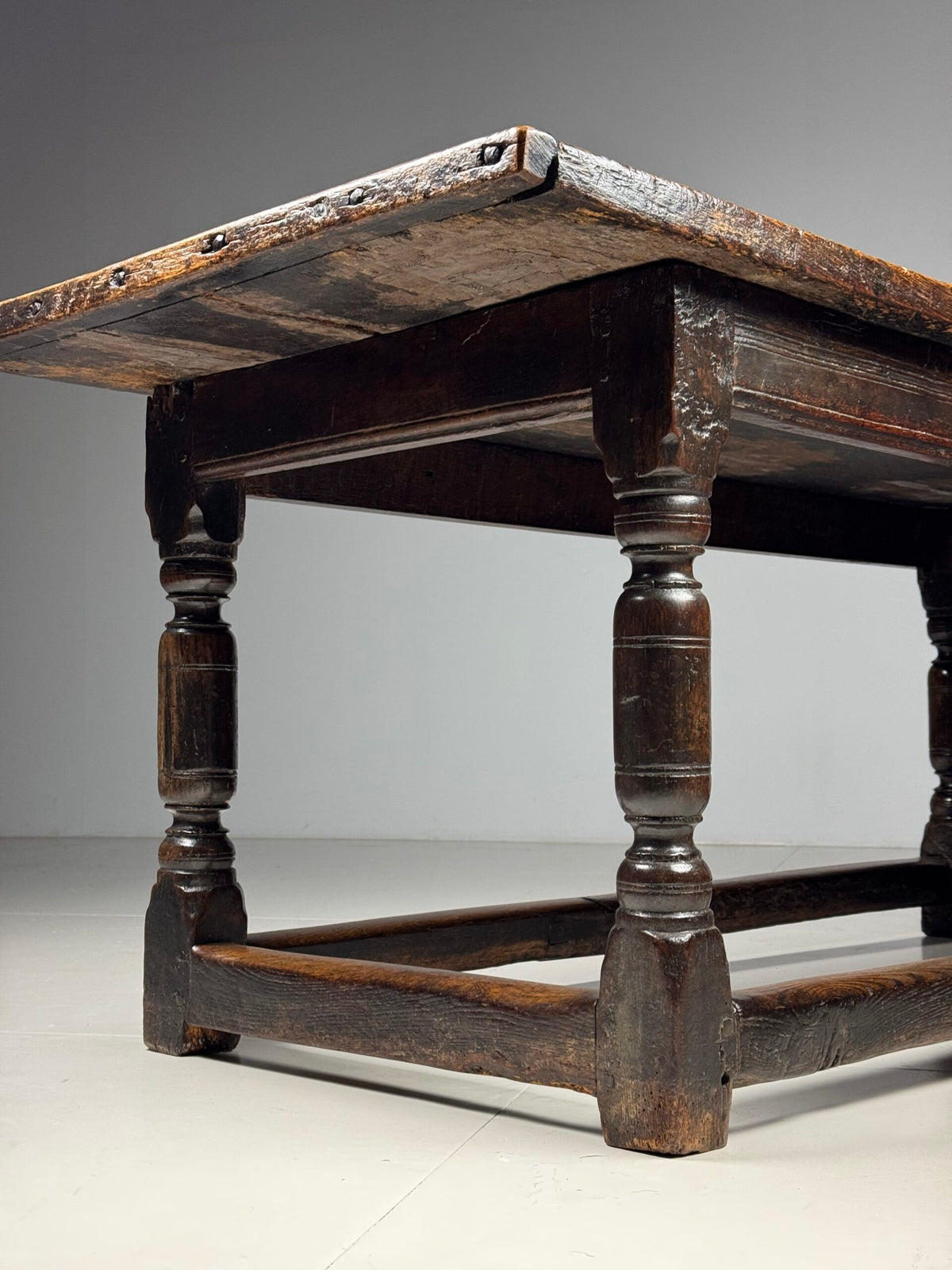 17th Century Oak Refectory Table with Carved Leaf Rail, photo 12
