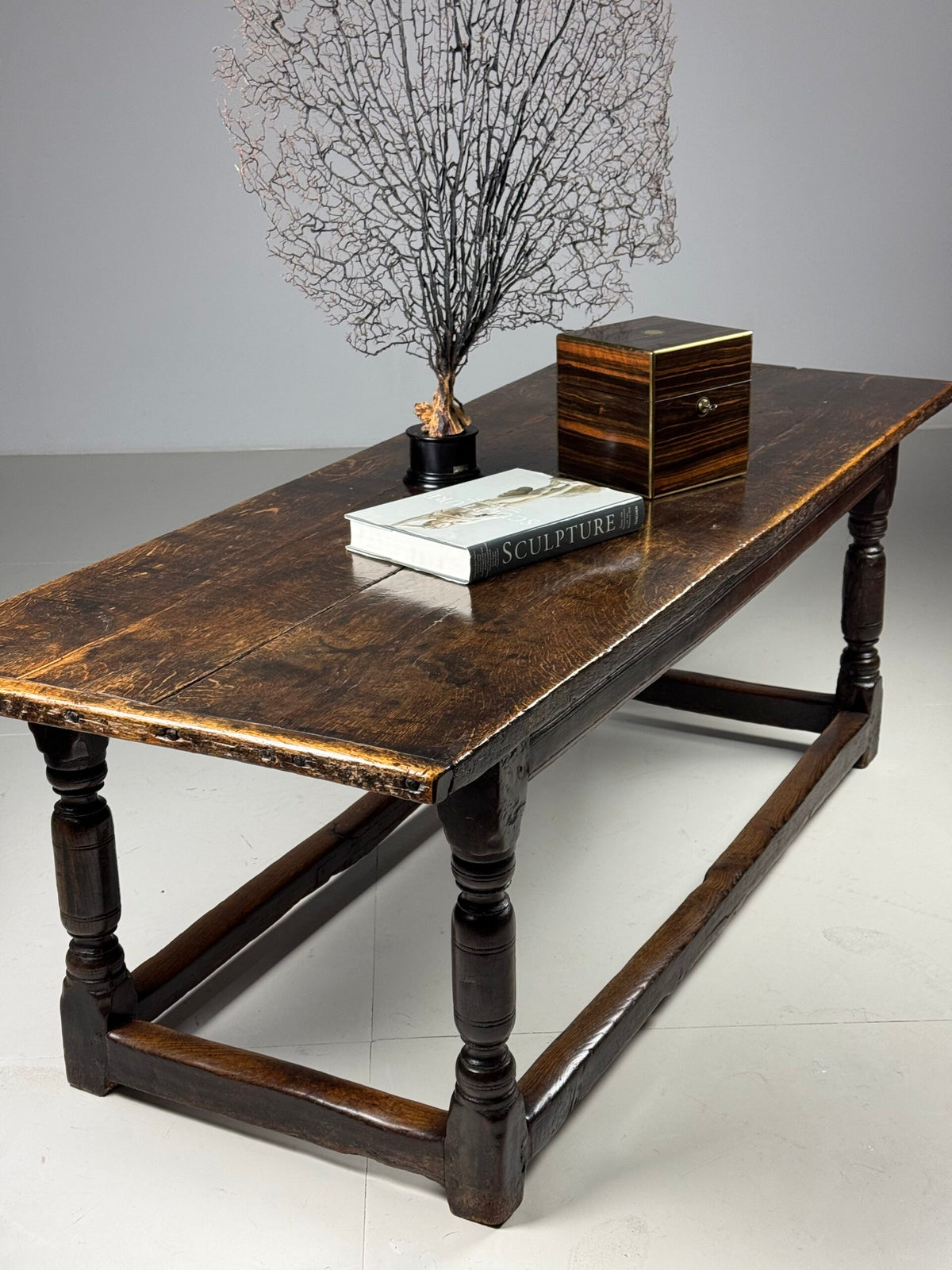 17th Century Oak Refectory Table with Carved Leaf Rail, photo 7