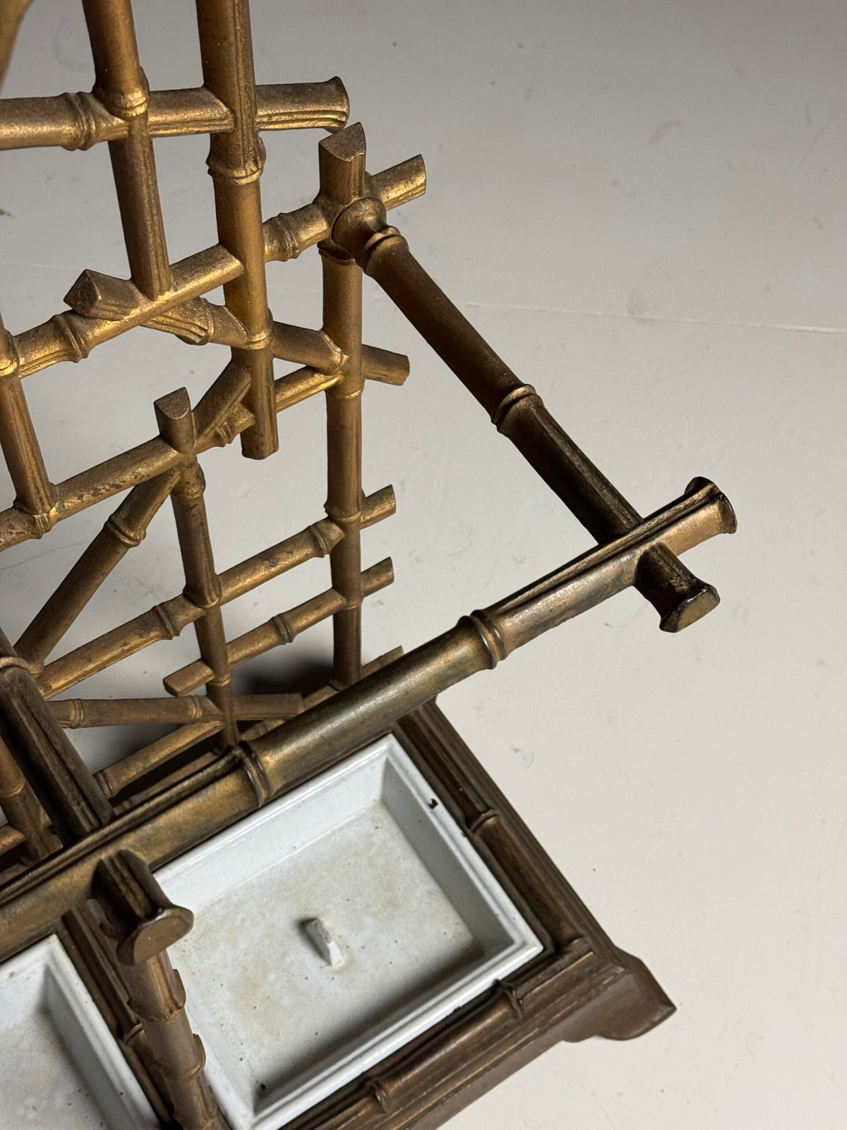Gilded Faux Bamboo Coat Stand with Mirror, c. 1900, photo 10