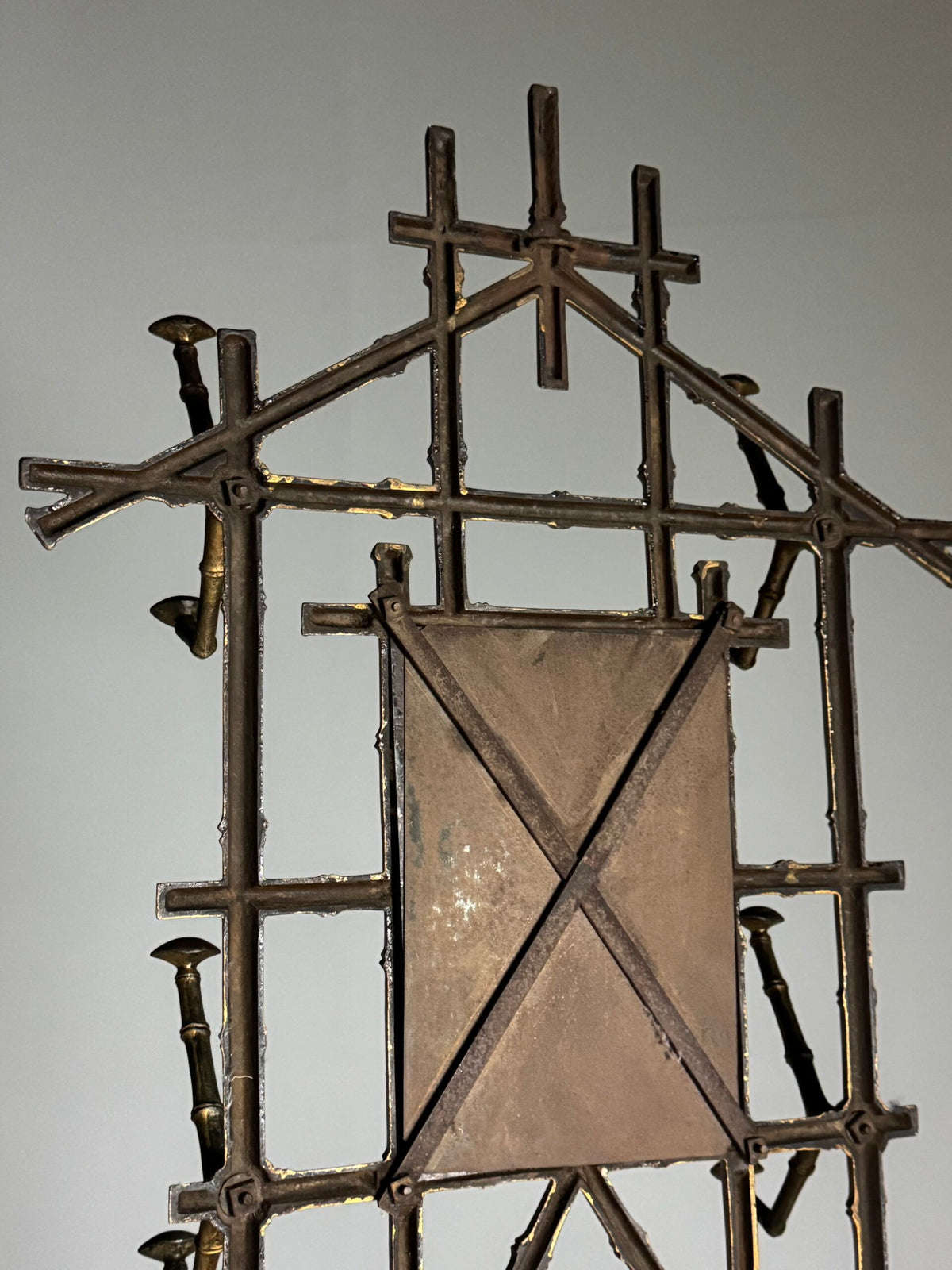 Gilded Faux Bamboo Coat Stand with Mirror, c. 1900, photo 5