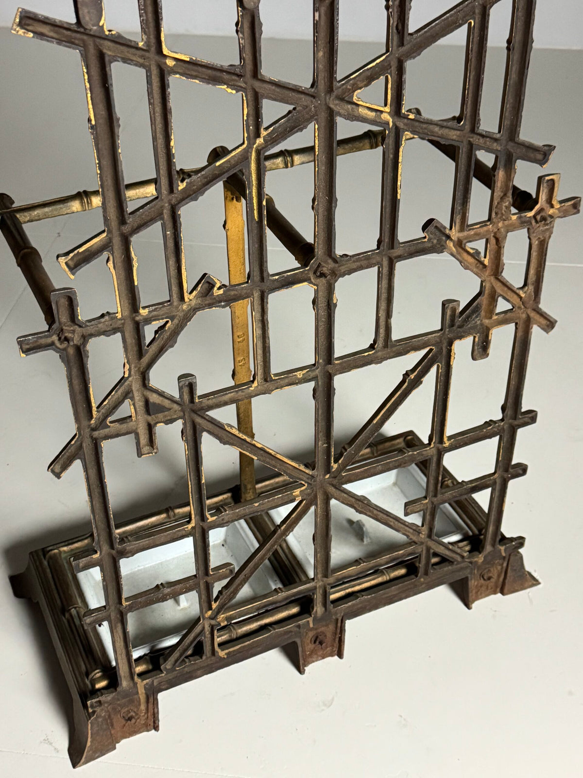 Gilded Faux Bamboo Coat Stand with Mirror, c. 1900, photo 4
