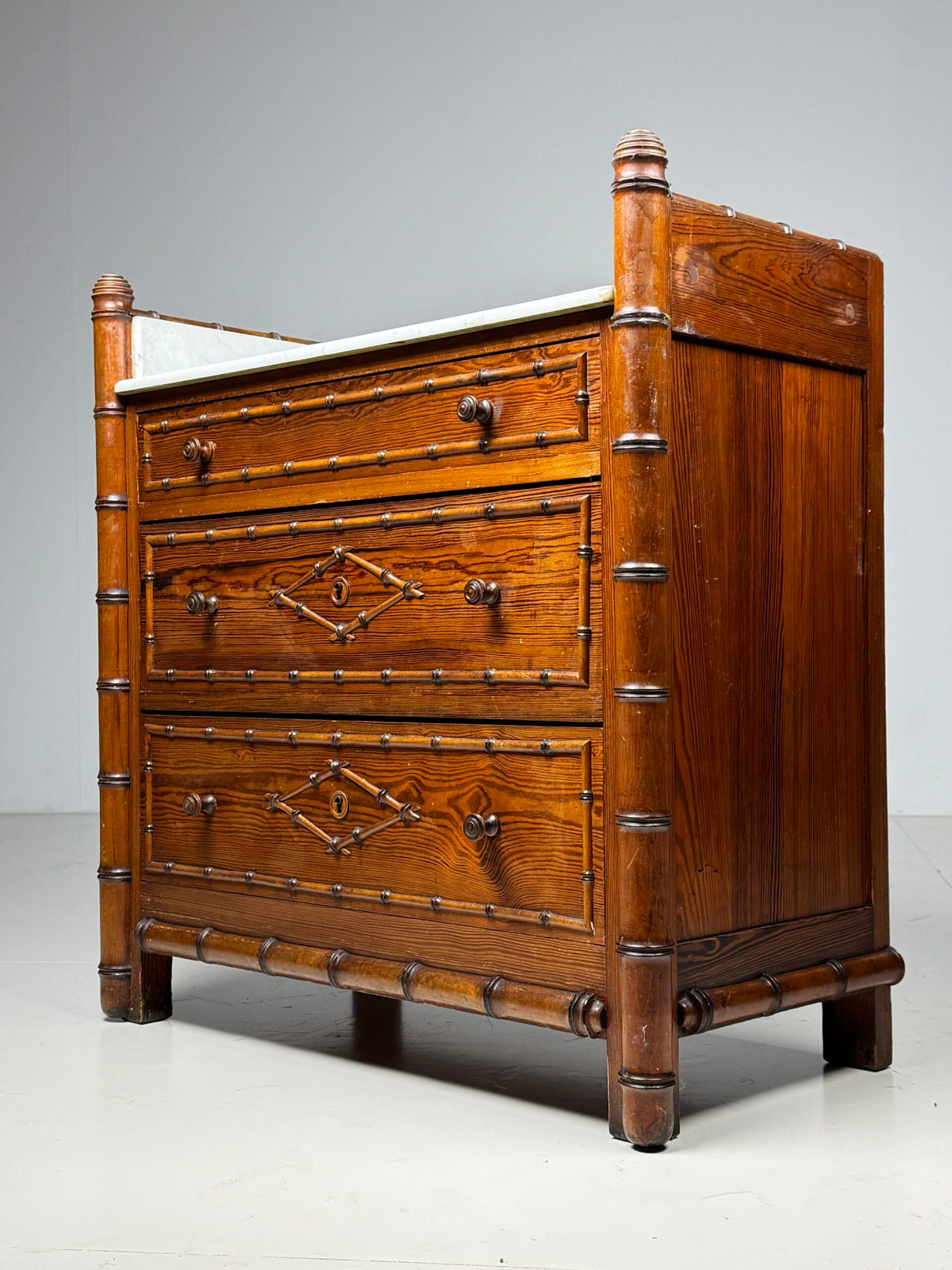 Faux Bamboo Commode with Marble Top, France or Belgium, c. 1900, photo 1