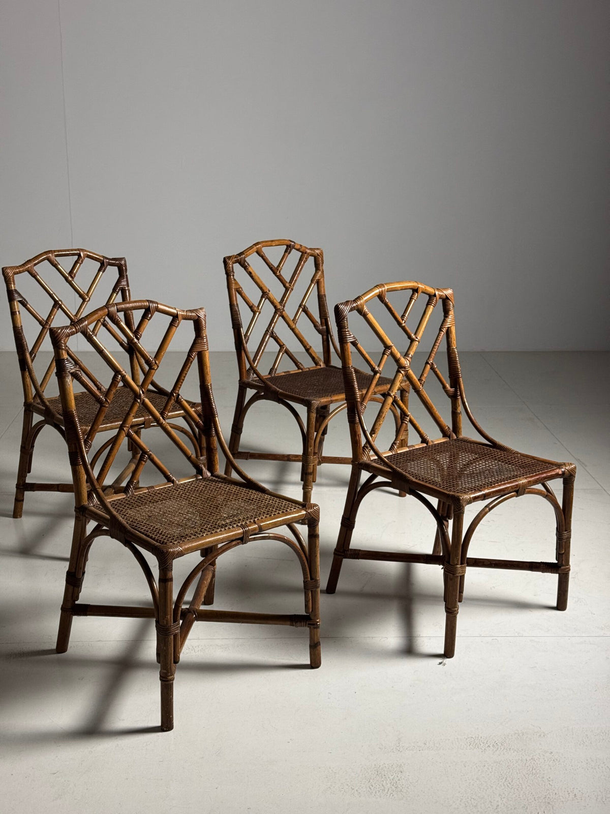 Set of Four French Bamboo Dining Chairs, 20th Century, photo 10