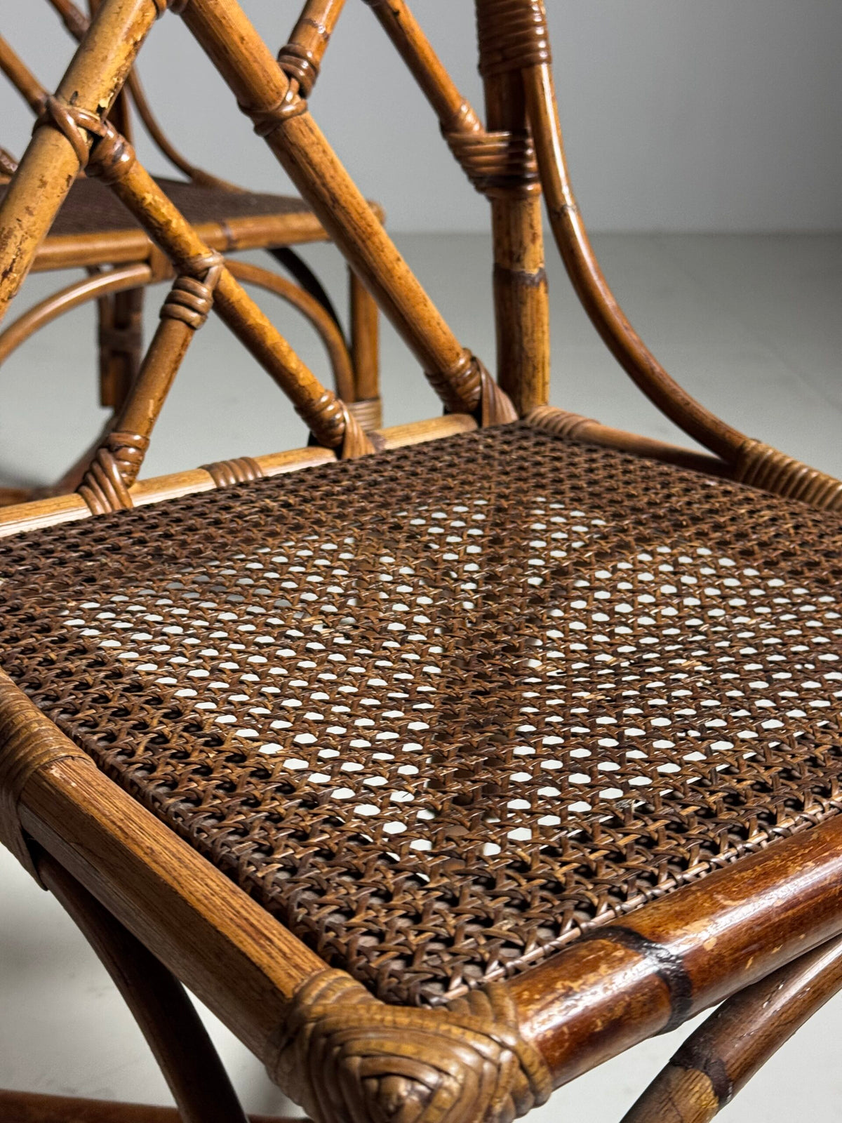 Set of Four French Bamboo Dining Chairs, 20th Century, photo 7
