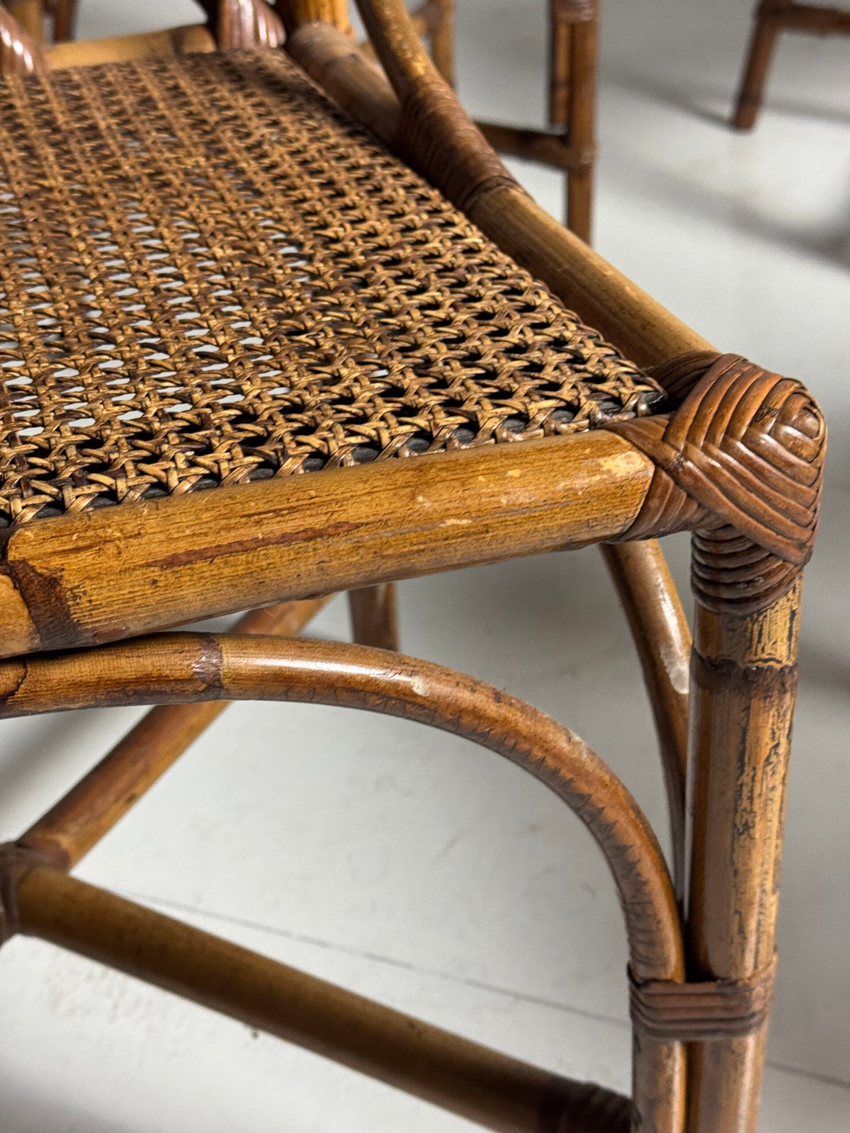 Set of Four French Bamboo Dining Chairs, 20th Century, photo 6