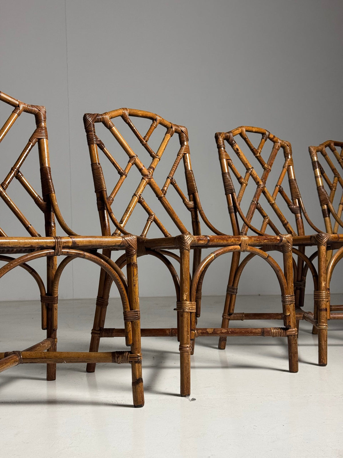 Set of Four French Bamboo Dining Chairs, 20th Century, photo 4