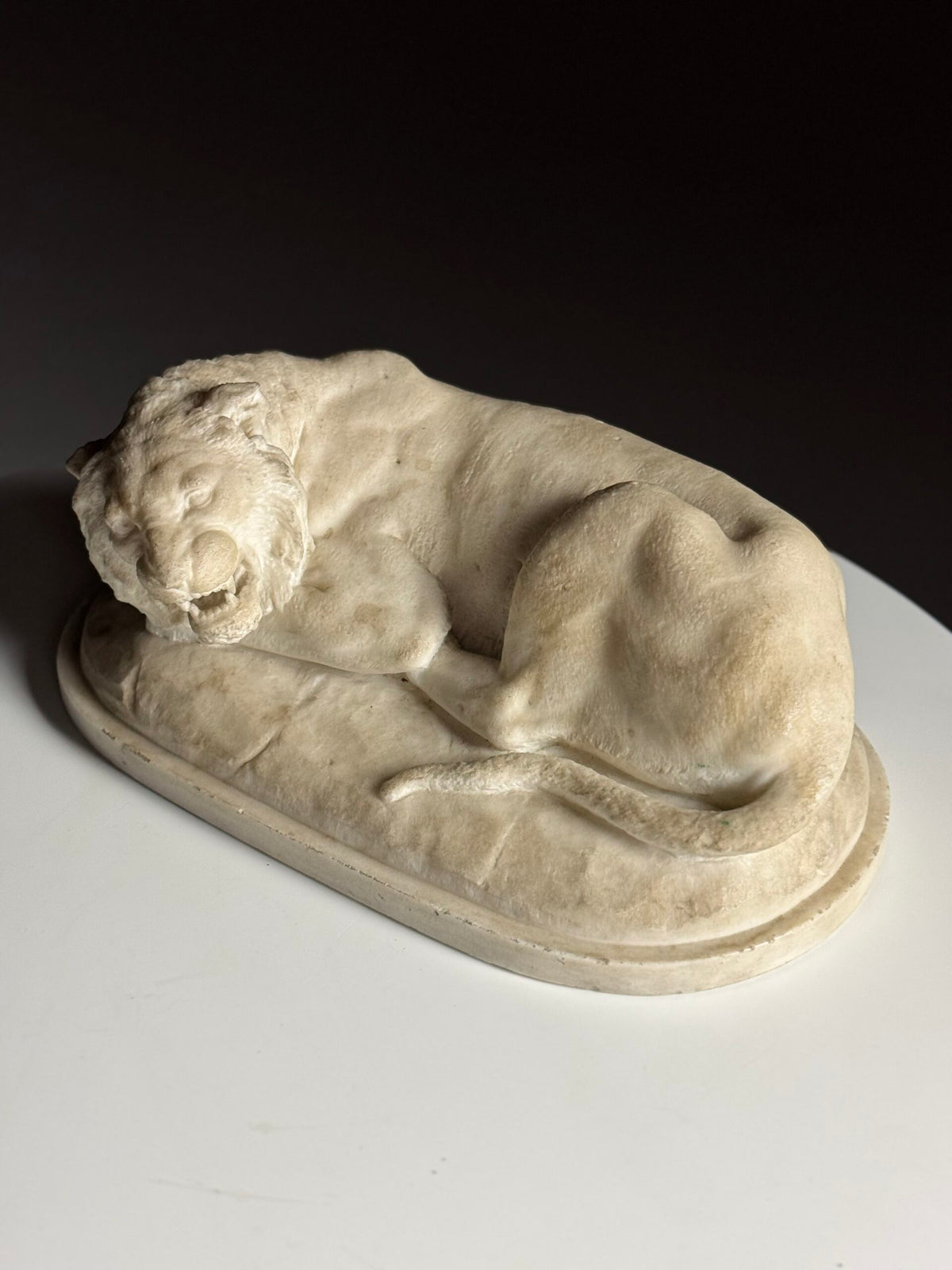 Cast Marble Sculpture of a Reclining Lion, photo 1