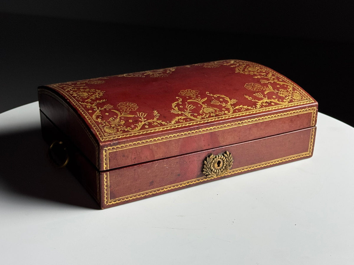 Red Leather Jewellery Box, France, Mid 20th Century, photo 1