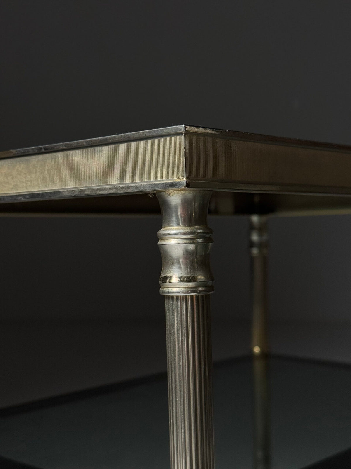 Pair of Vintage French Metal Side Tables with Glass Shelves, photo 12