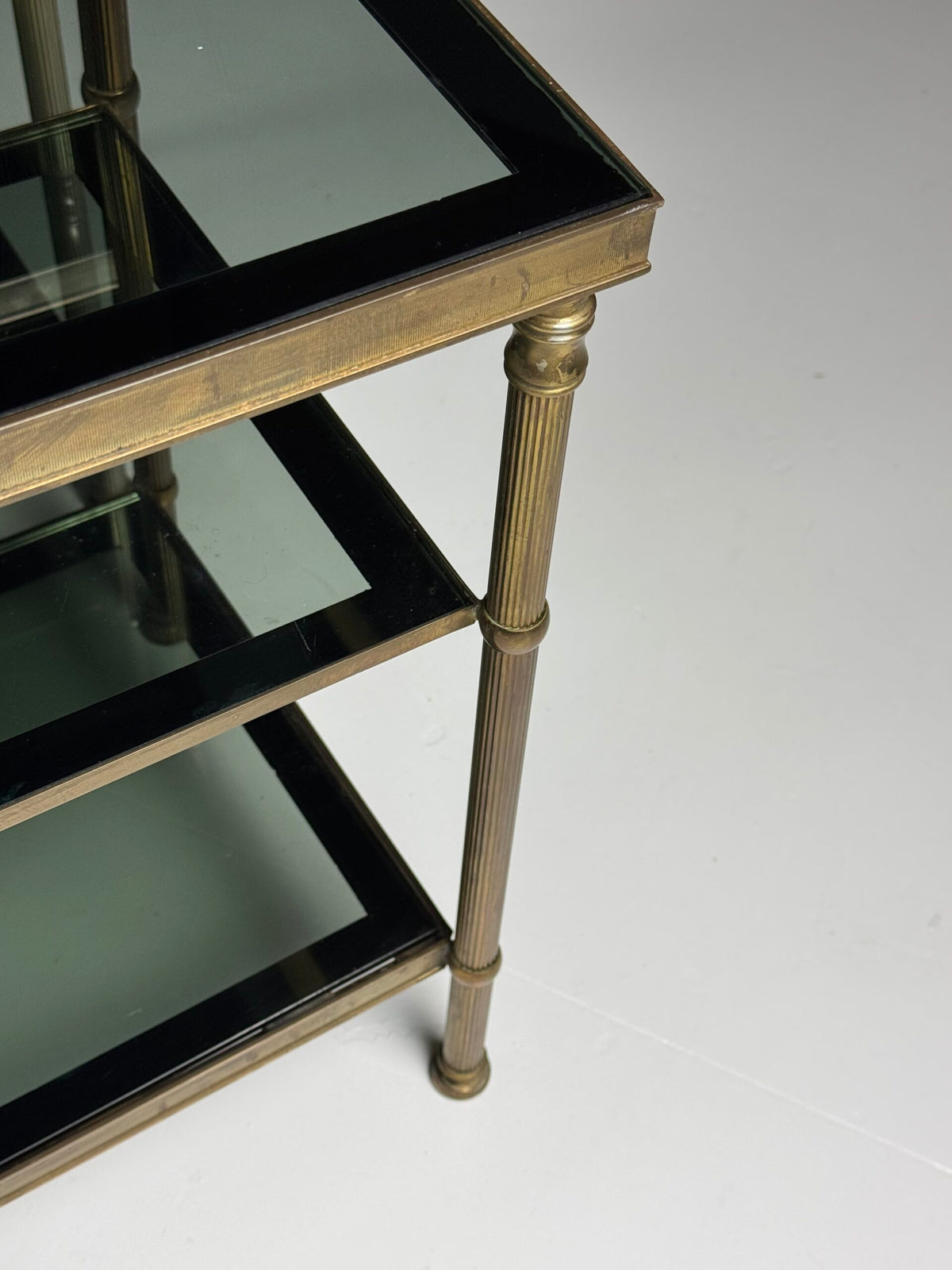 Pair of Vintage French Metal Side Tables with Glass Shelves, photo 6