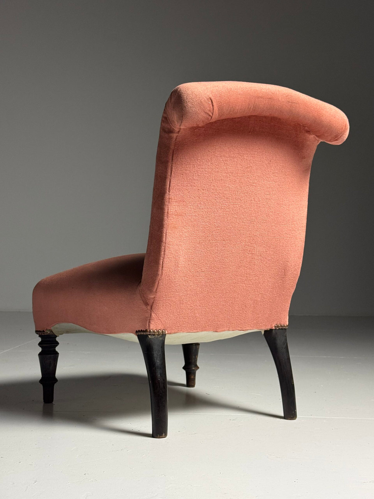 Pair of French Napoleon III Slipper Chairs in Pink Velvet, photo 3