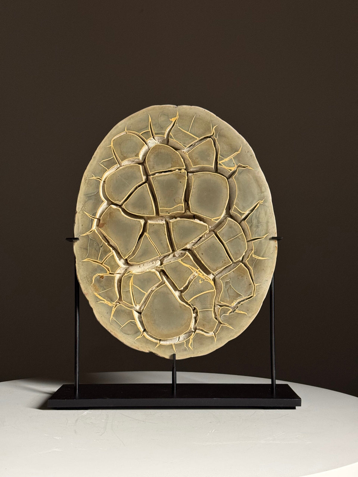 Septaria Nodule Cross Section on Metal Stand, photo 10