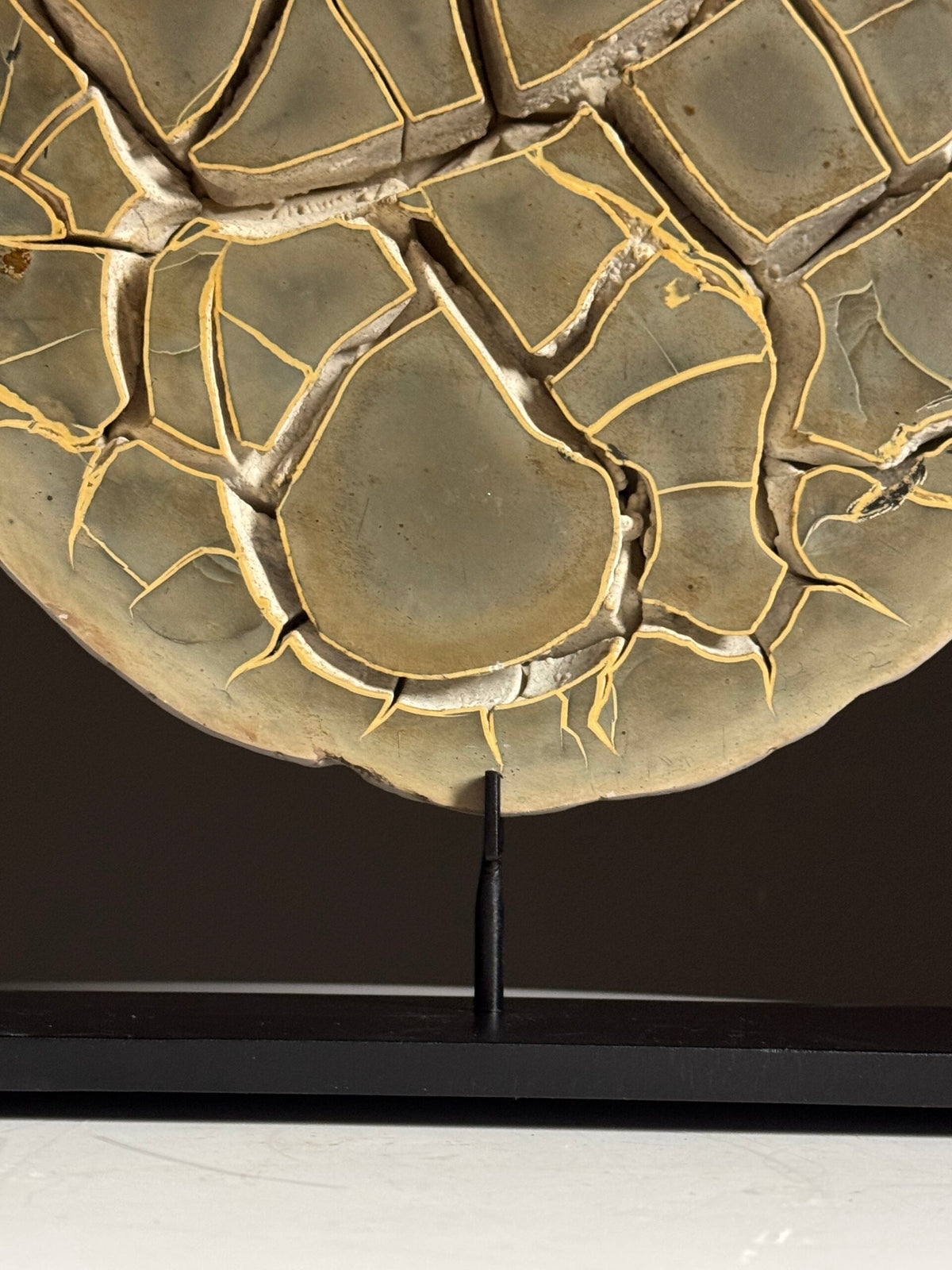 Septaria Nodule Cross Section on Metal Stand, photo 12