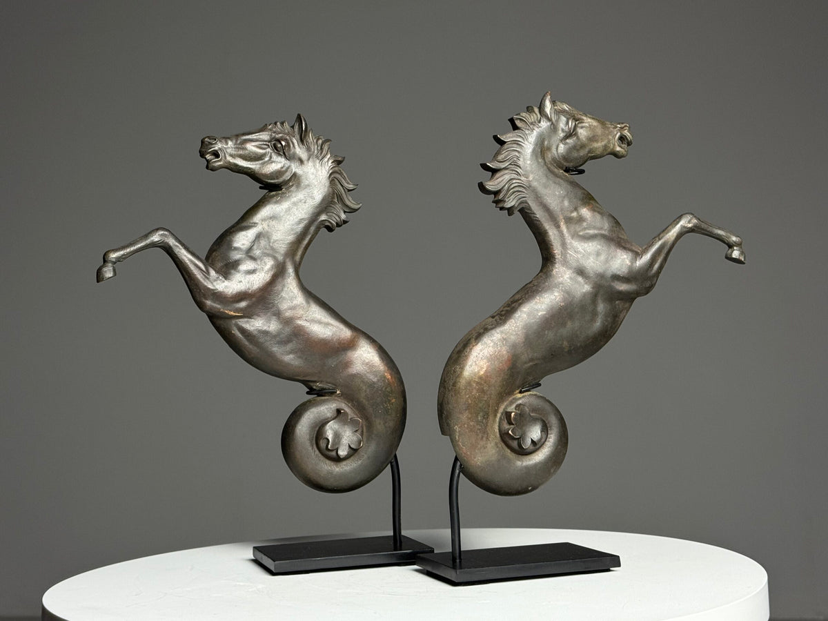 Bronze Seahorse Sculpture in Two Halves, France, c. 1960, photo 1