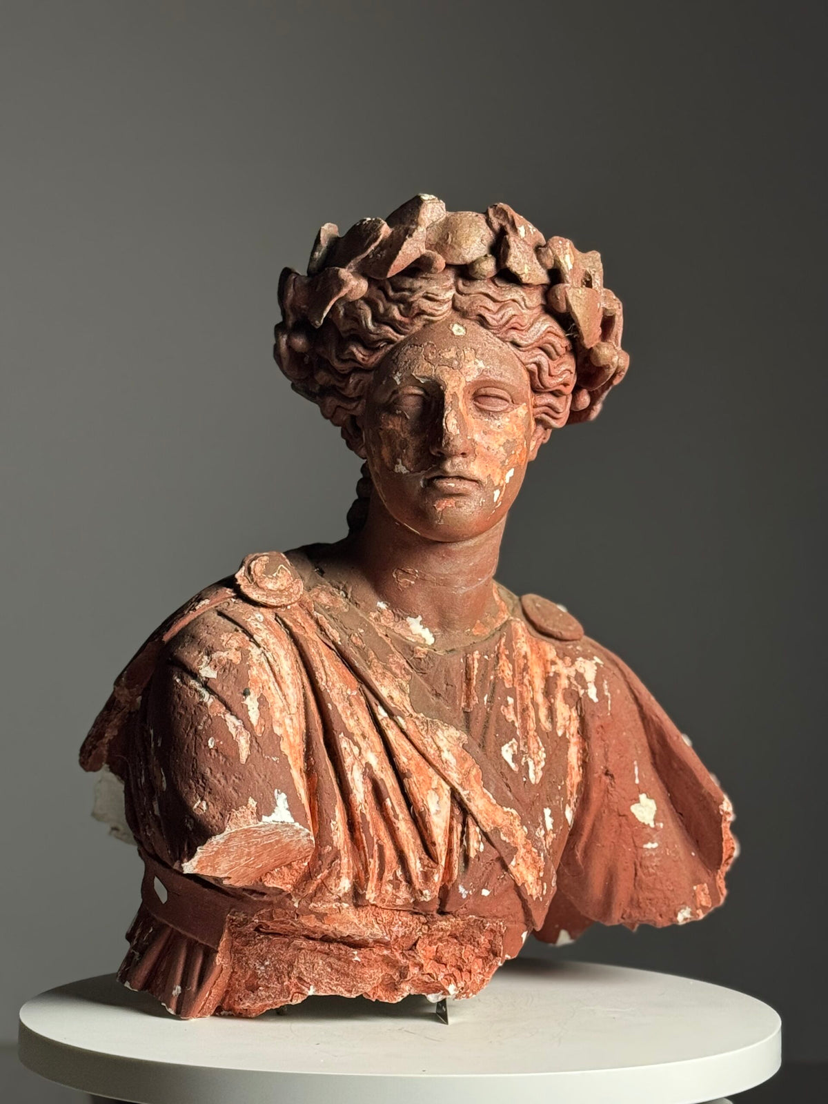 Plaster Statue of a Greek Goddess, Terracotta Painted, Early 20th Century, photo 1