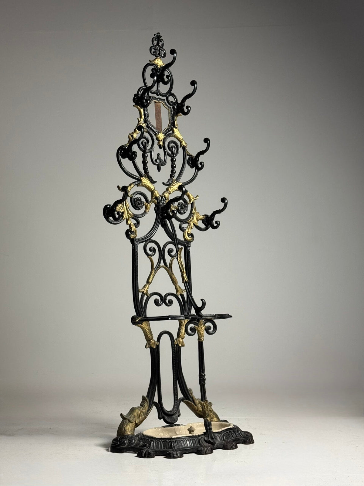 French Cast Iron Hall Stand with Umbrella Holder, 19th Century, photo 1