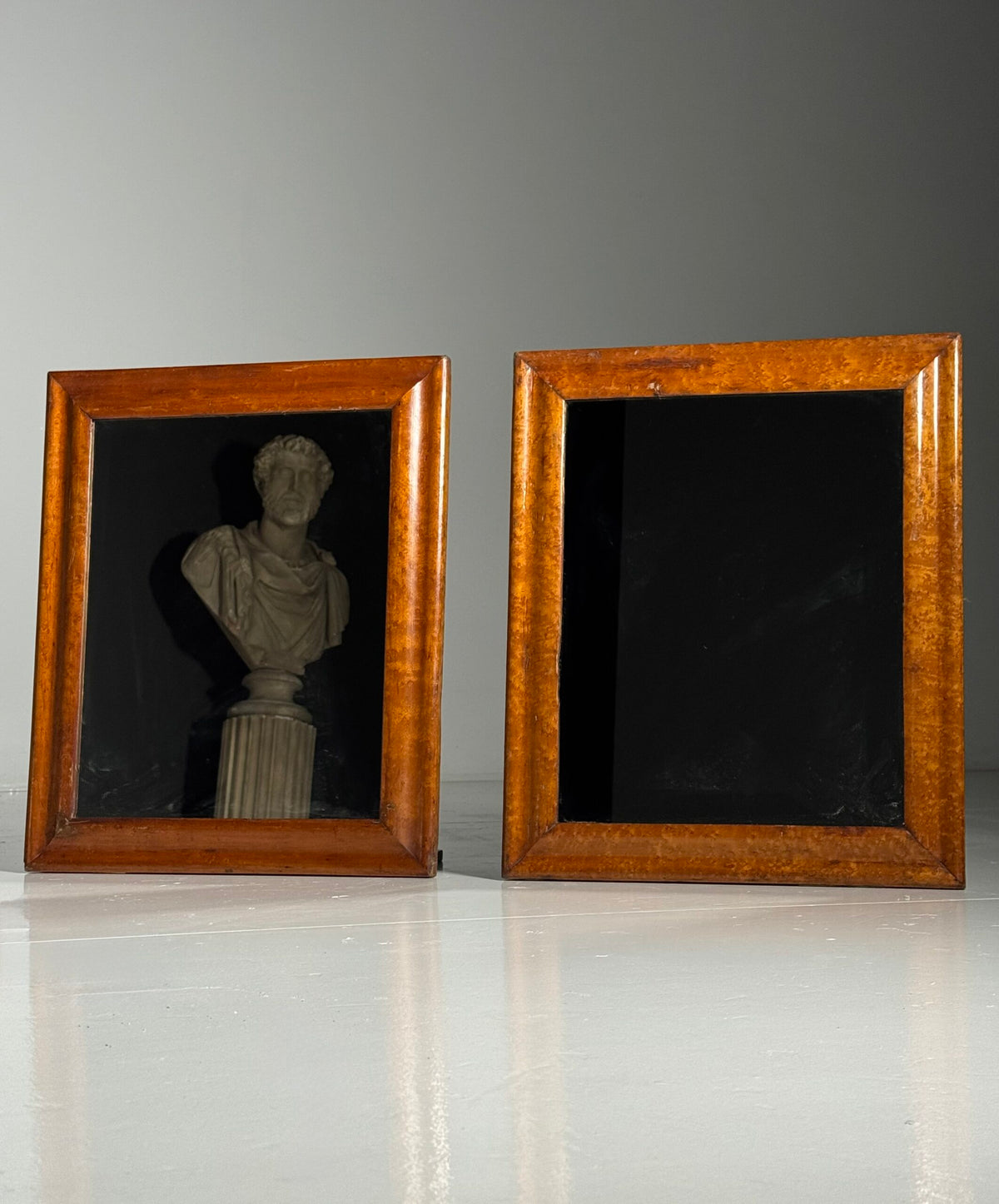 Pair of Burr Wood Veneer Mirrors, Early 1900s, photo 5