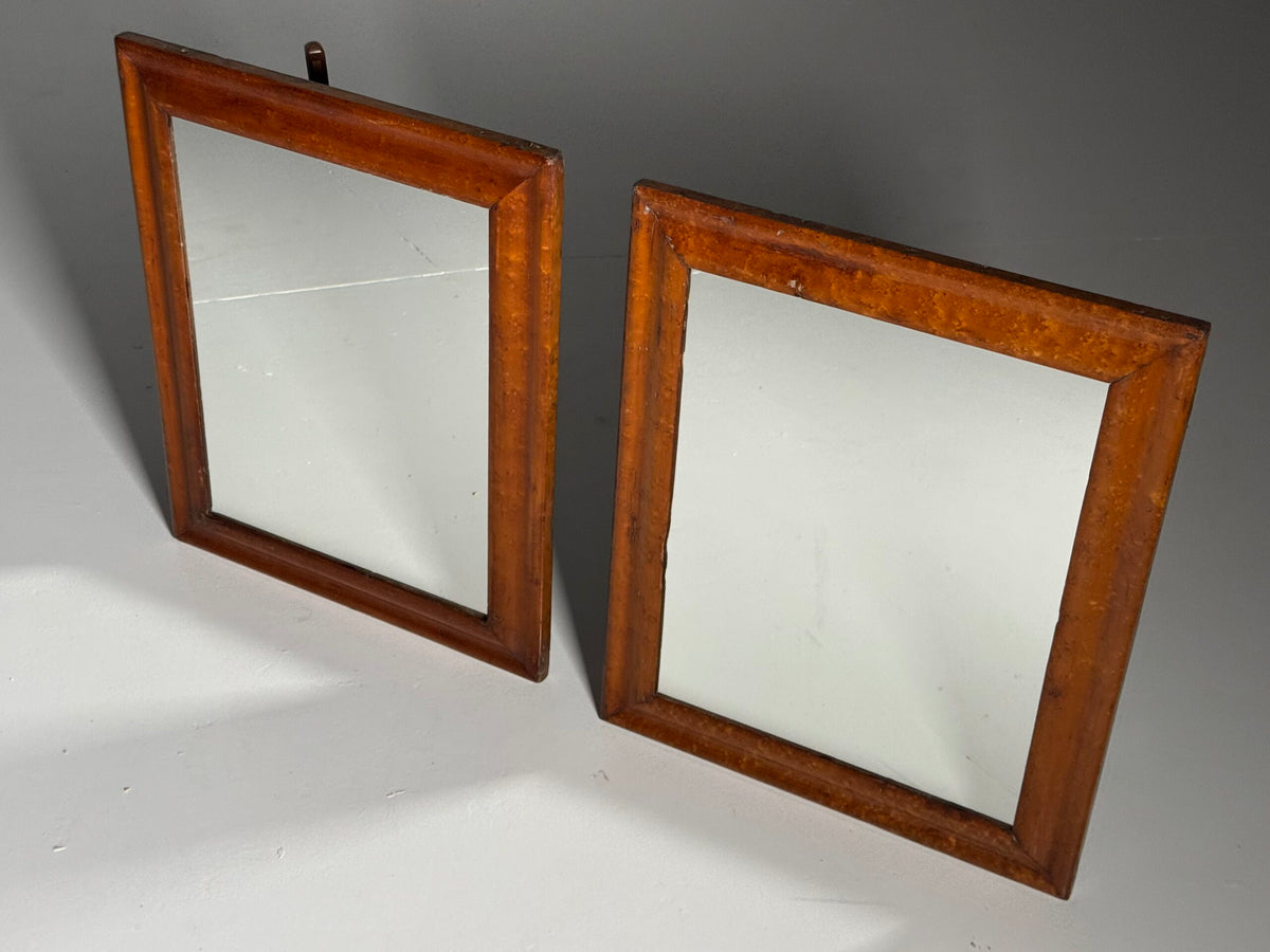 Pair of Burr Wood Veneer Mirrors, Early 1900s, photo 3