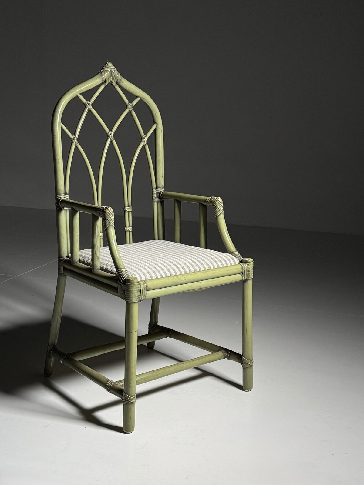 Olive Green Bamboo Armchair, circa 1980, photo 12
