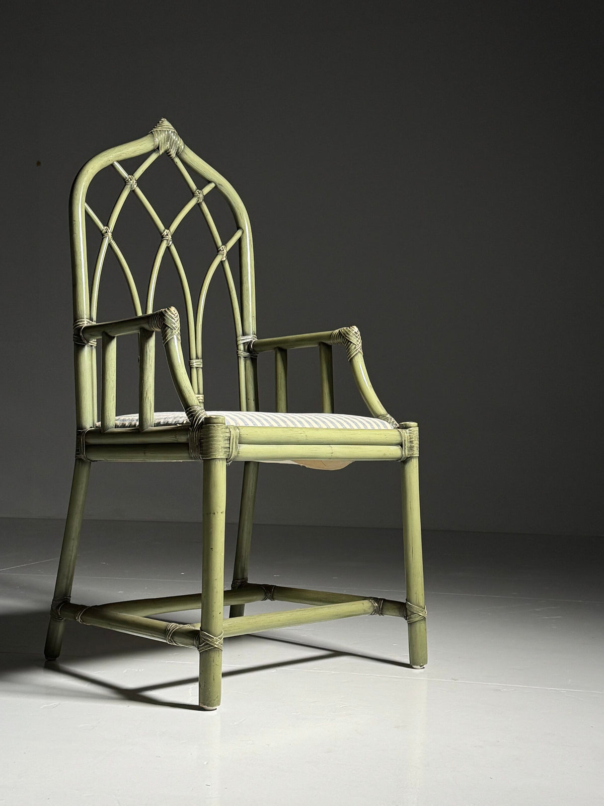 Olive Green Bamboo Armchair, circa 1980, photo 11