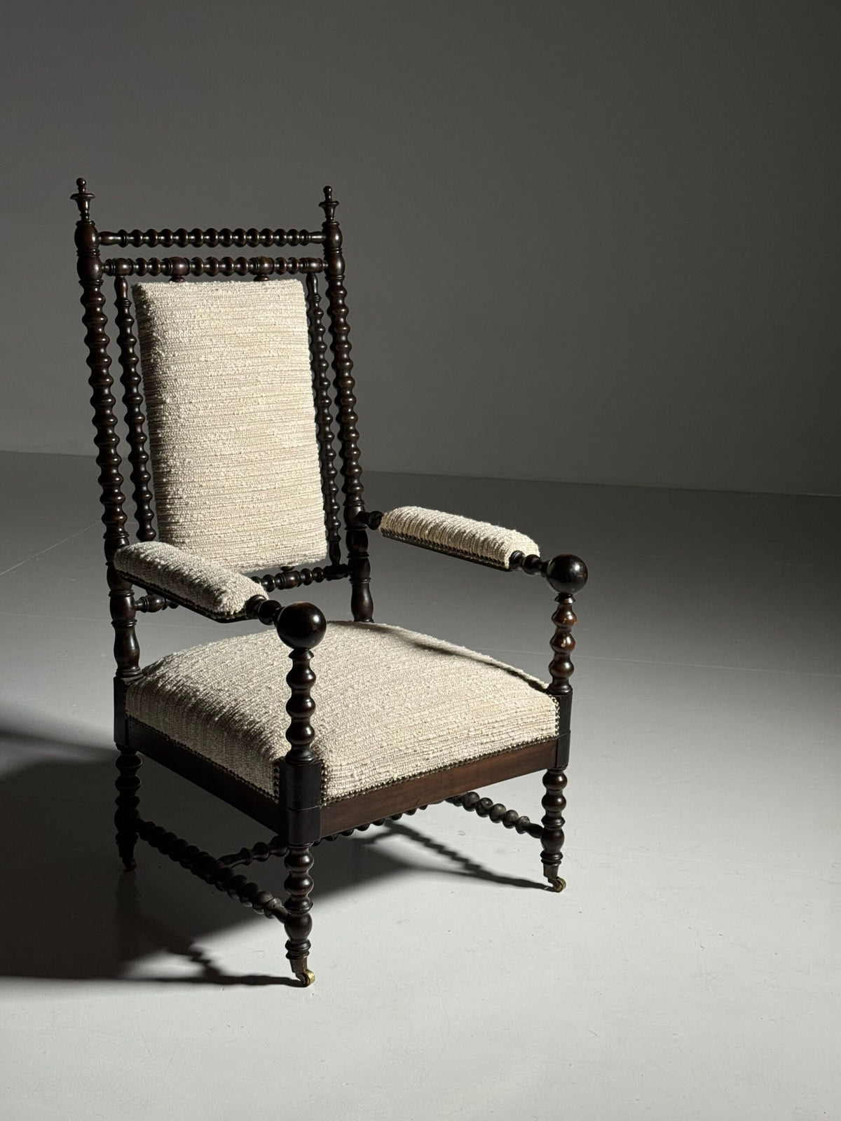 English Bobbin Armchair in Boucle, c. 1890, photo 2