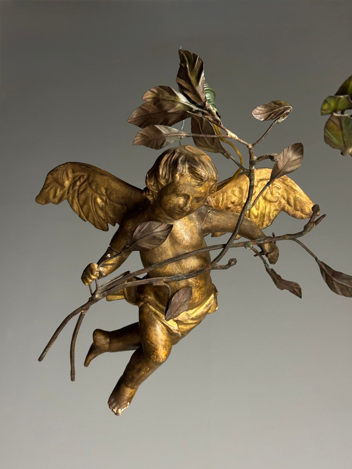 Pair of Giltwood Putti Lamps, France or Italy, 19th Century, photo 13