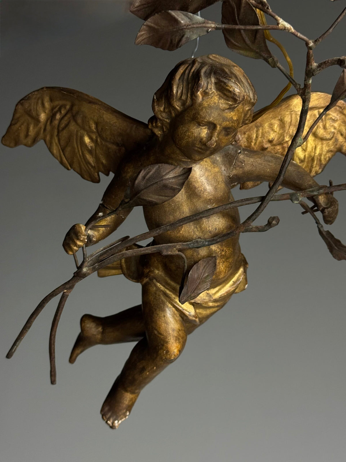 Pair of Giltwood Putti Lamps, France or Italy, 19th Century, photo 14