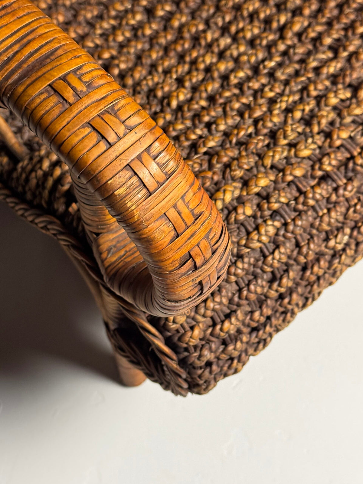 Vintage French Rattan Armchair with Footstool, photo 16
