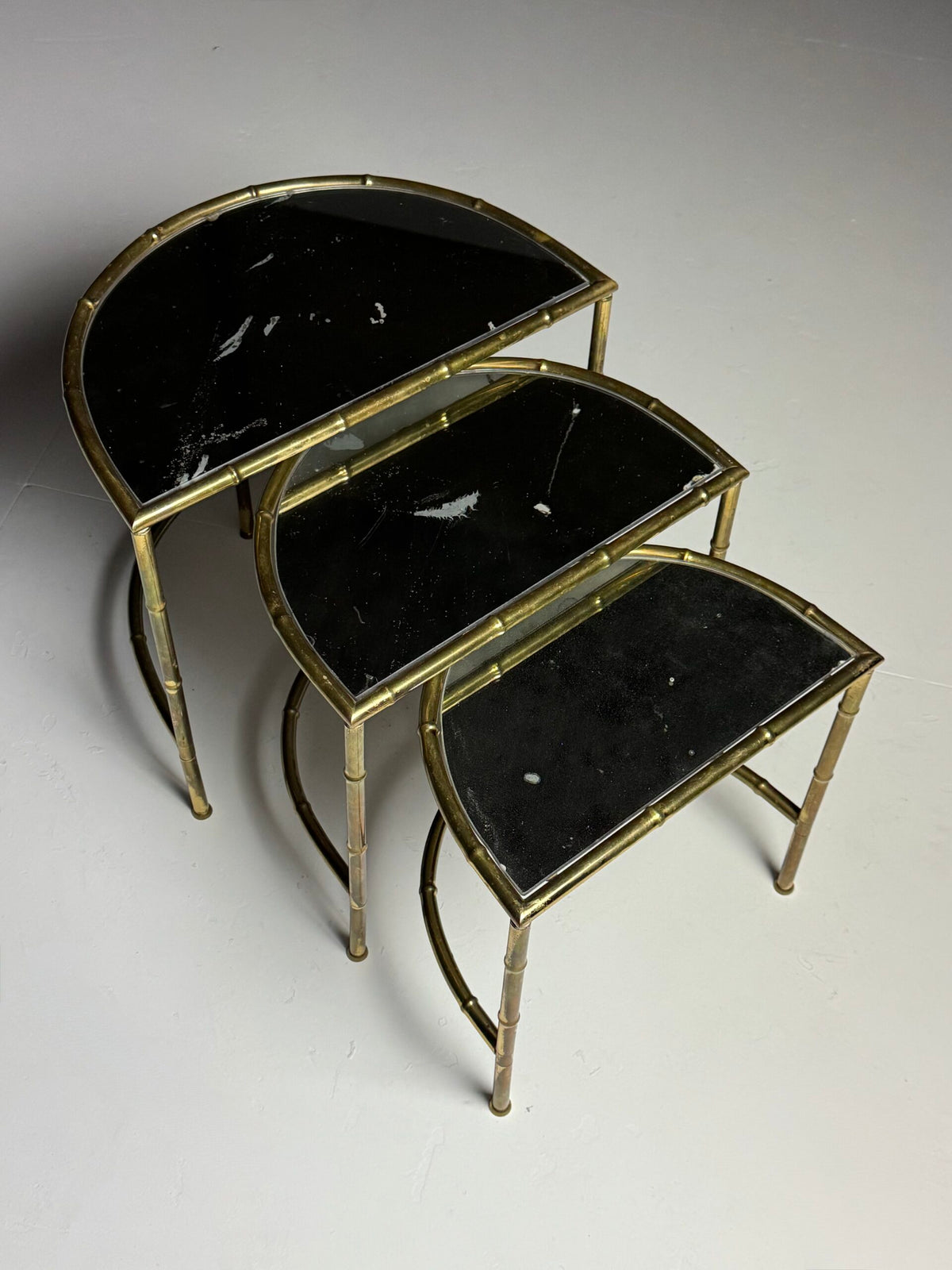 Set of Three Faux Bamboo Nesting Tables, 1960s to 1970s, photo 1