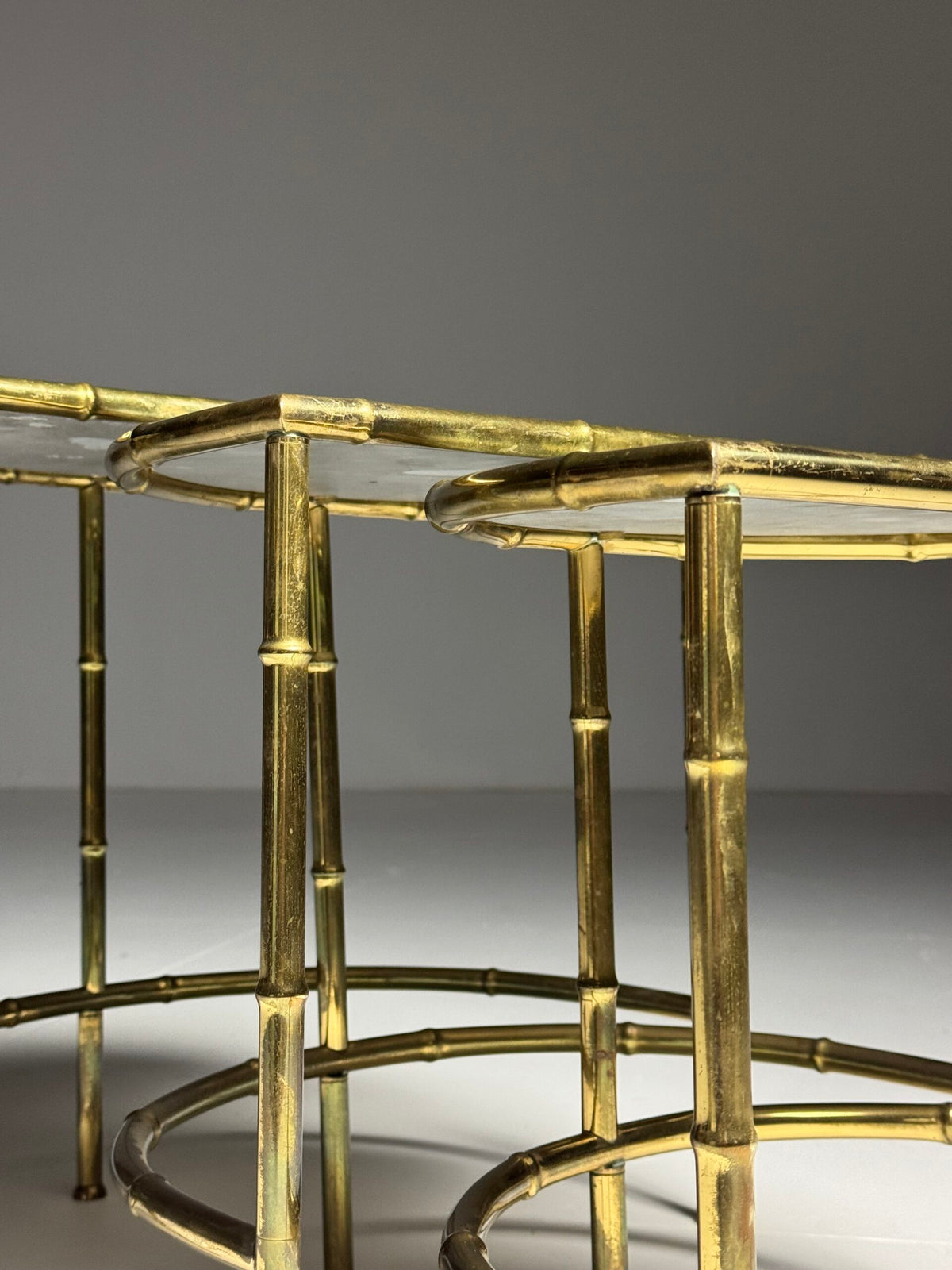 Set of Three Faux Bamboo Nesting Tables, 1960s to 1970s, photo 12