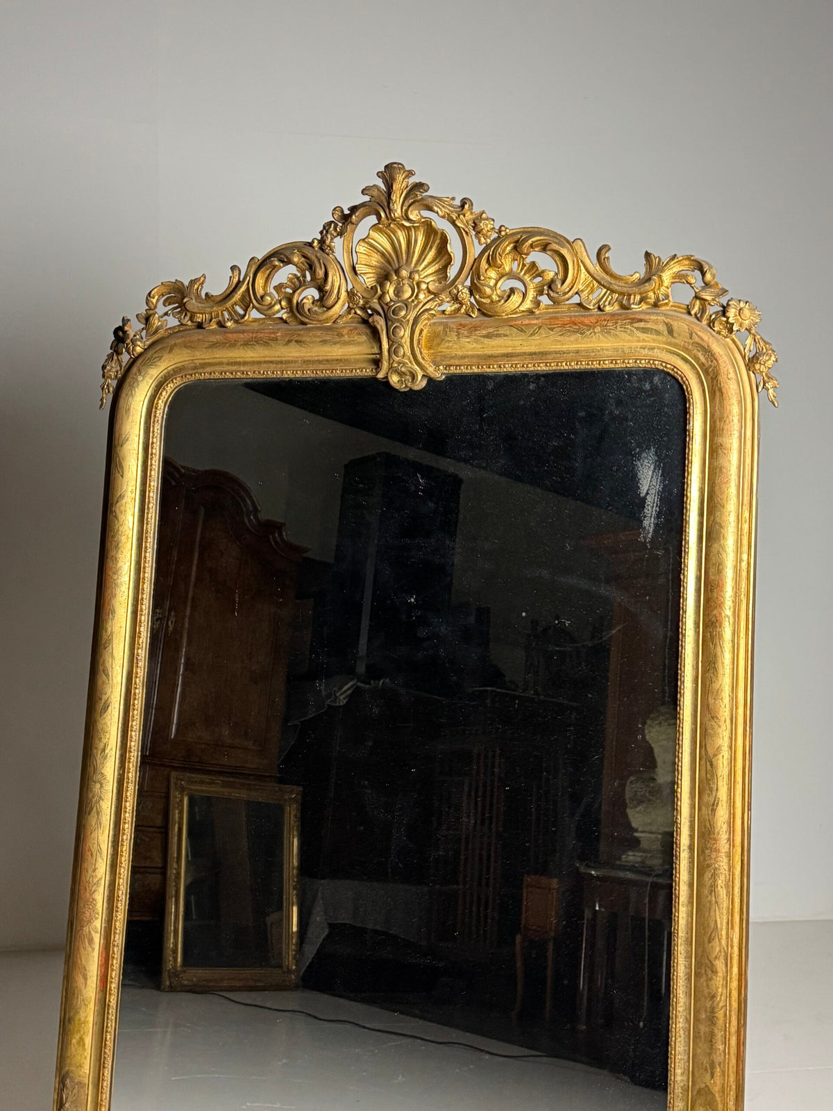 Pair of Large French Giltwood Mantel Mirrors, Mid 19th Century, photo 33