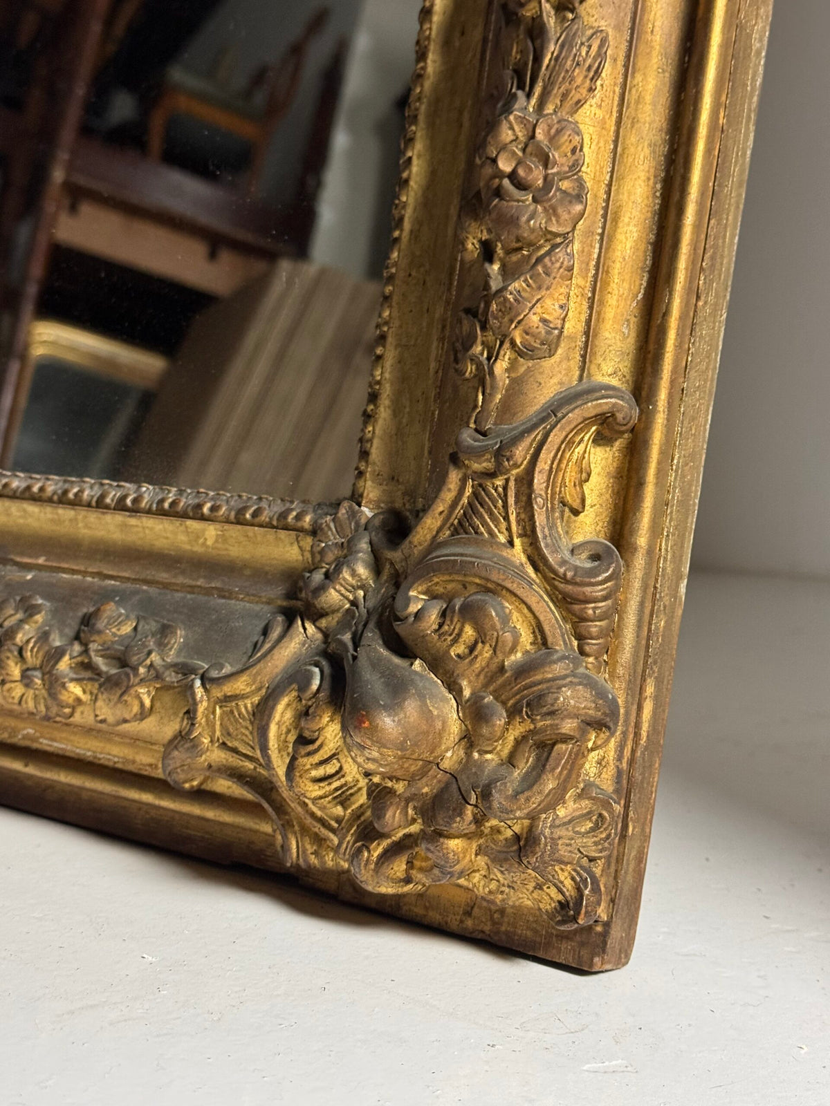 Pair of Large French Giltwood Mantel Mirrors, Mid 19th Century, photo 26