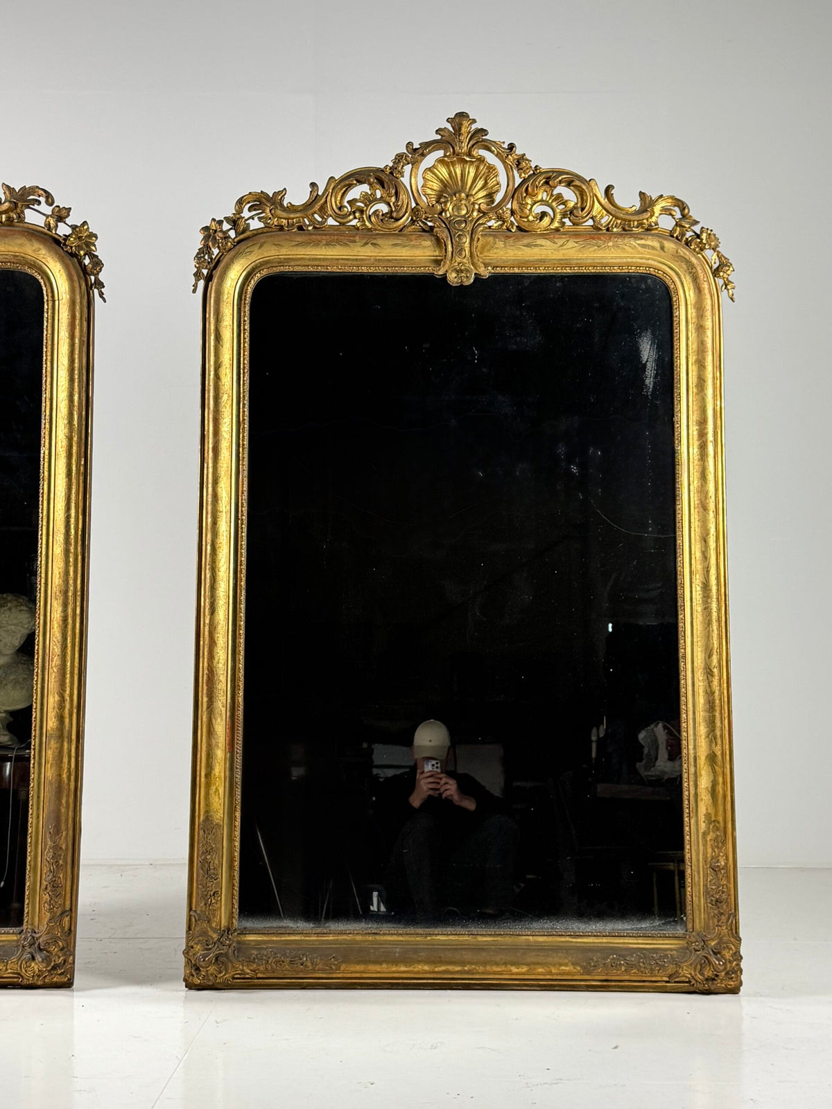 Pair of Large French Giltwood Mantel Mirrors, Mid 19th Century, photo 20