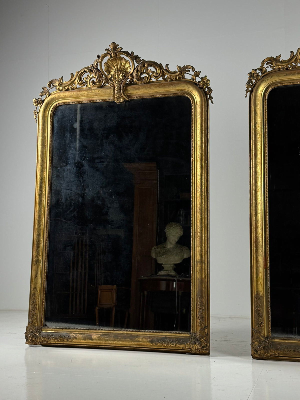 Pair of Large French Giltwood Mantel Mirrors, Mid 19th Century, photo 19
