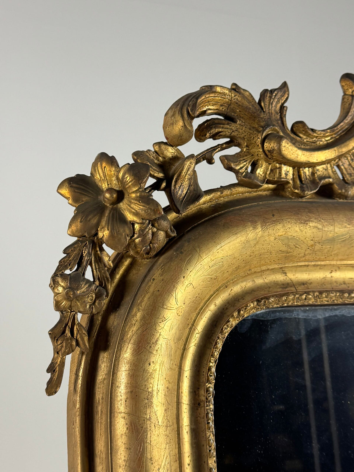 Pair of Large French Giltwood Mantel Mirrors, Mid 19th Century, photo 12