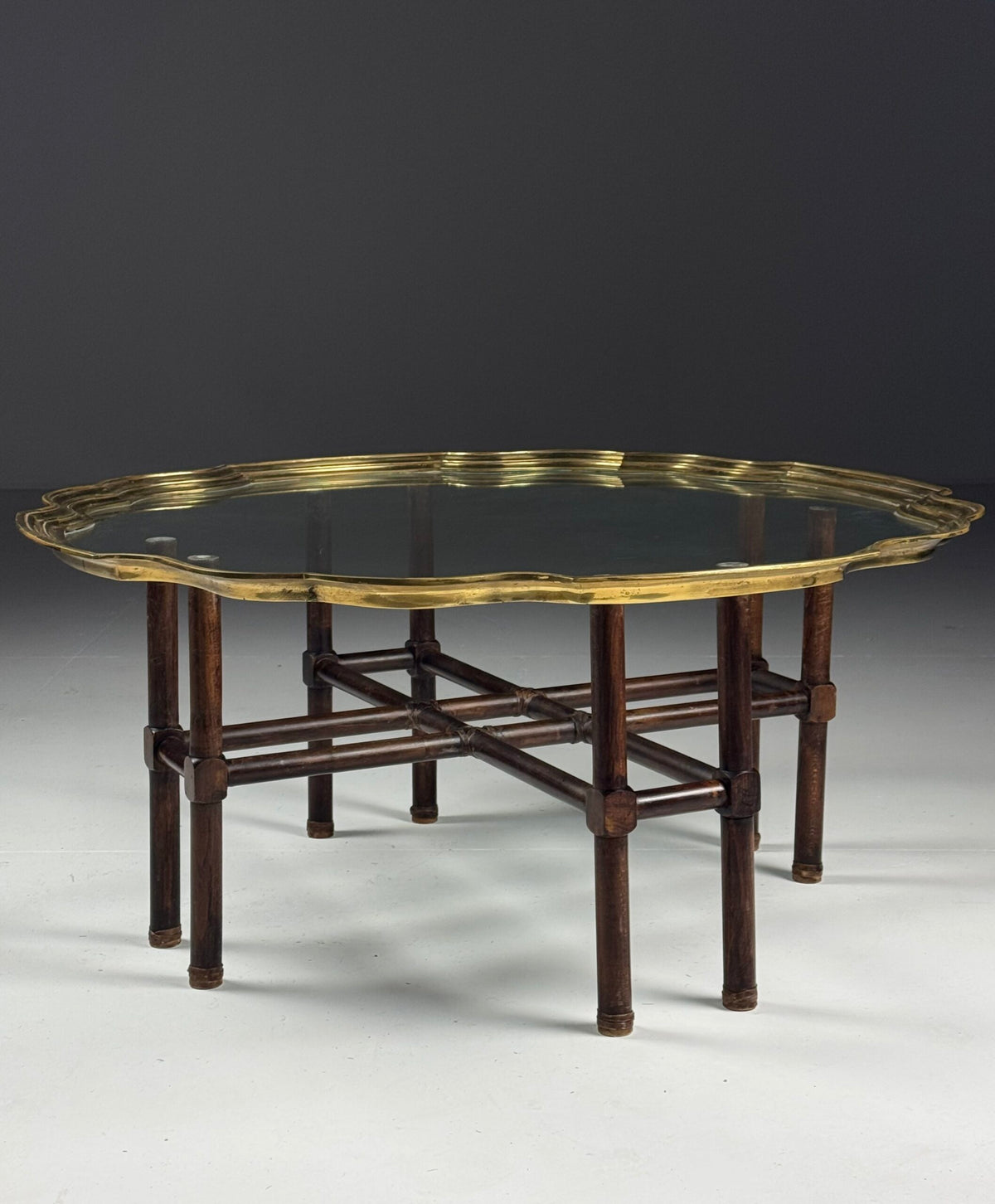 1970s to 1980s Glass Coffee Table with Brass Frame, photo 17