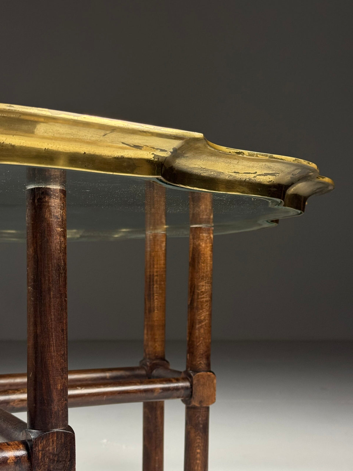 1970s to 1980s Glass Coffee Table with Brass Frame, photo 14