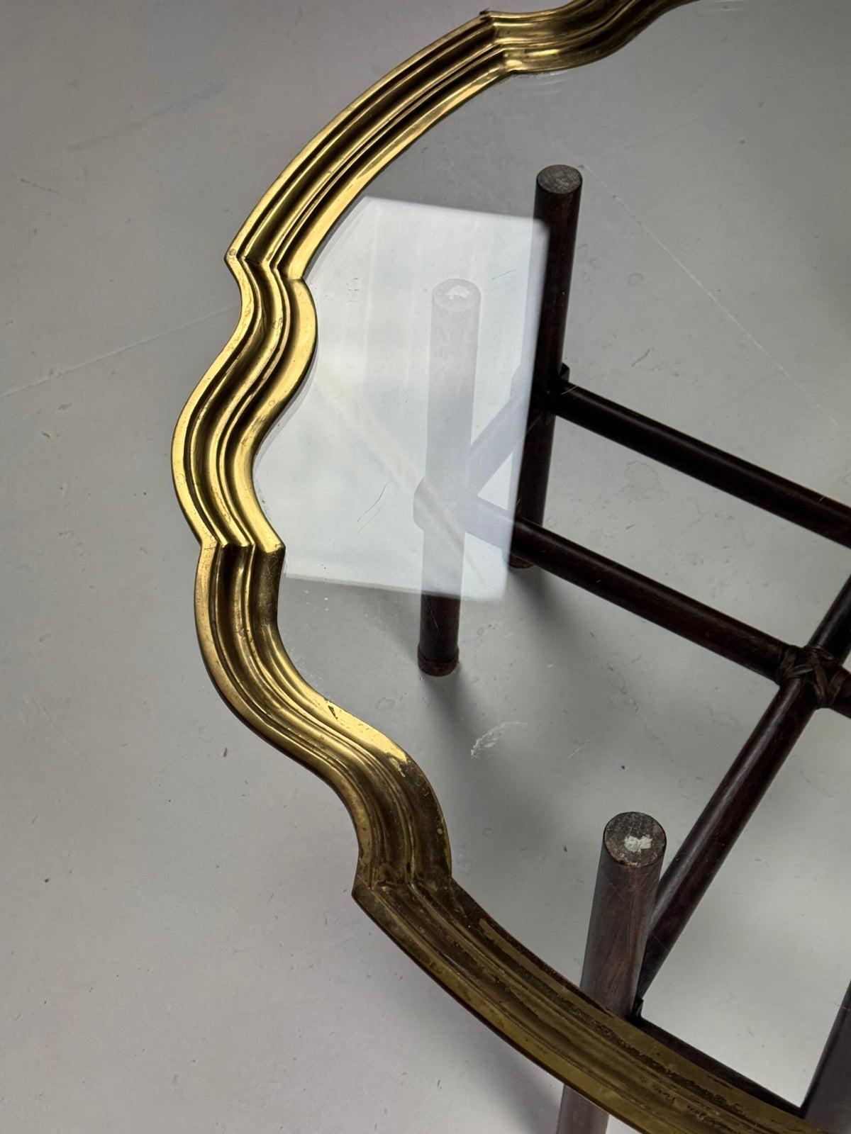 1970s to 1980s Glass Coffee Table with Brass Frame, photo 11