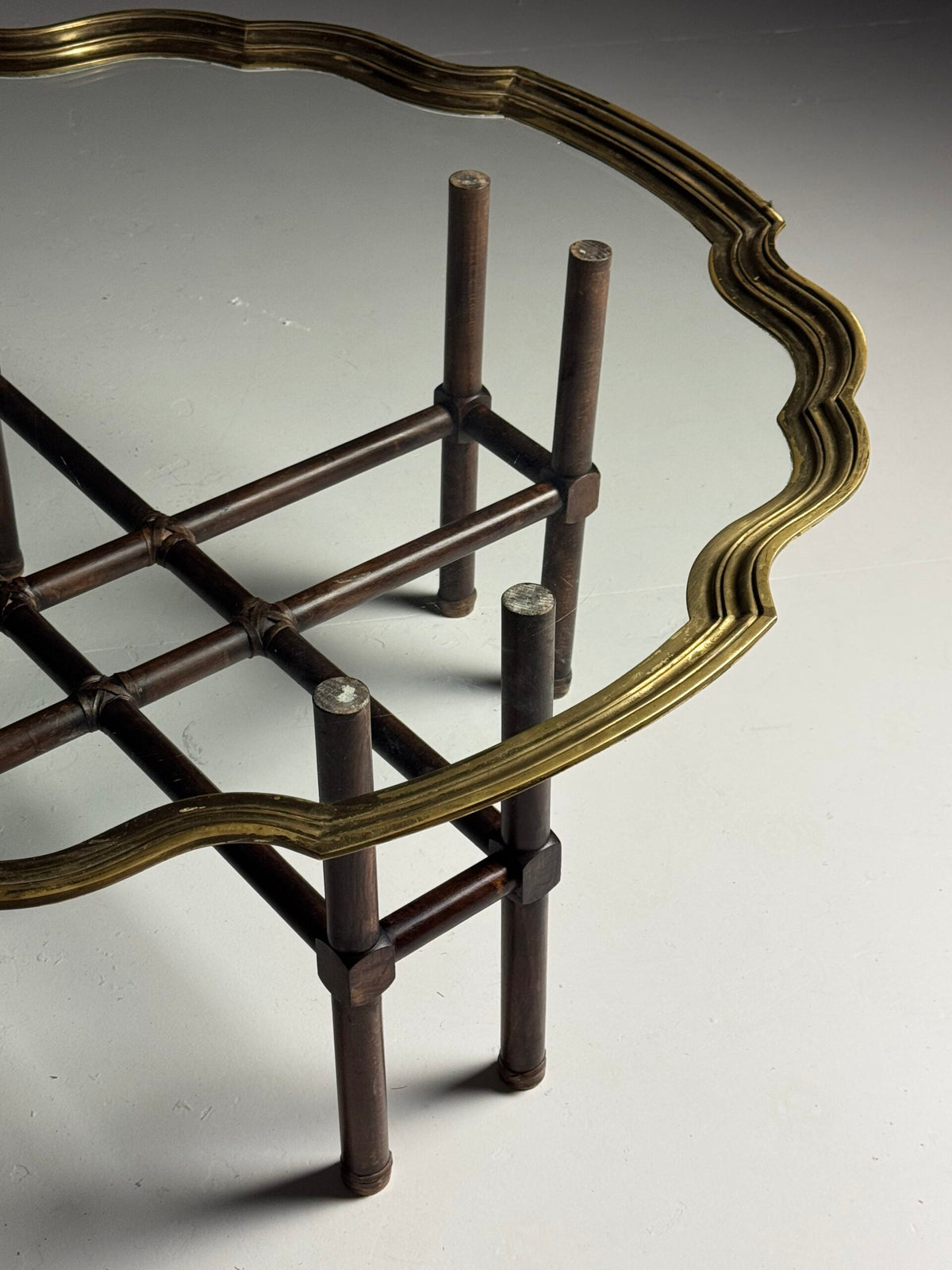 1970s to 1980s Glass Coffee Table with Brass Frame, photo 9