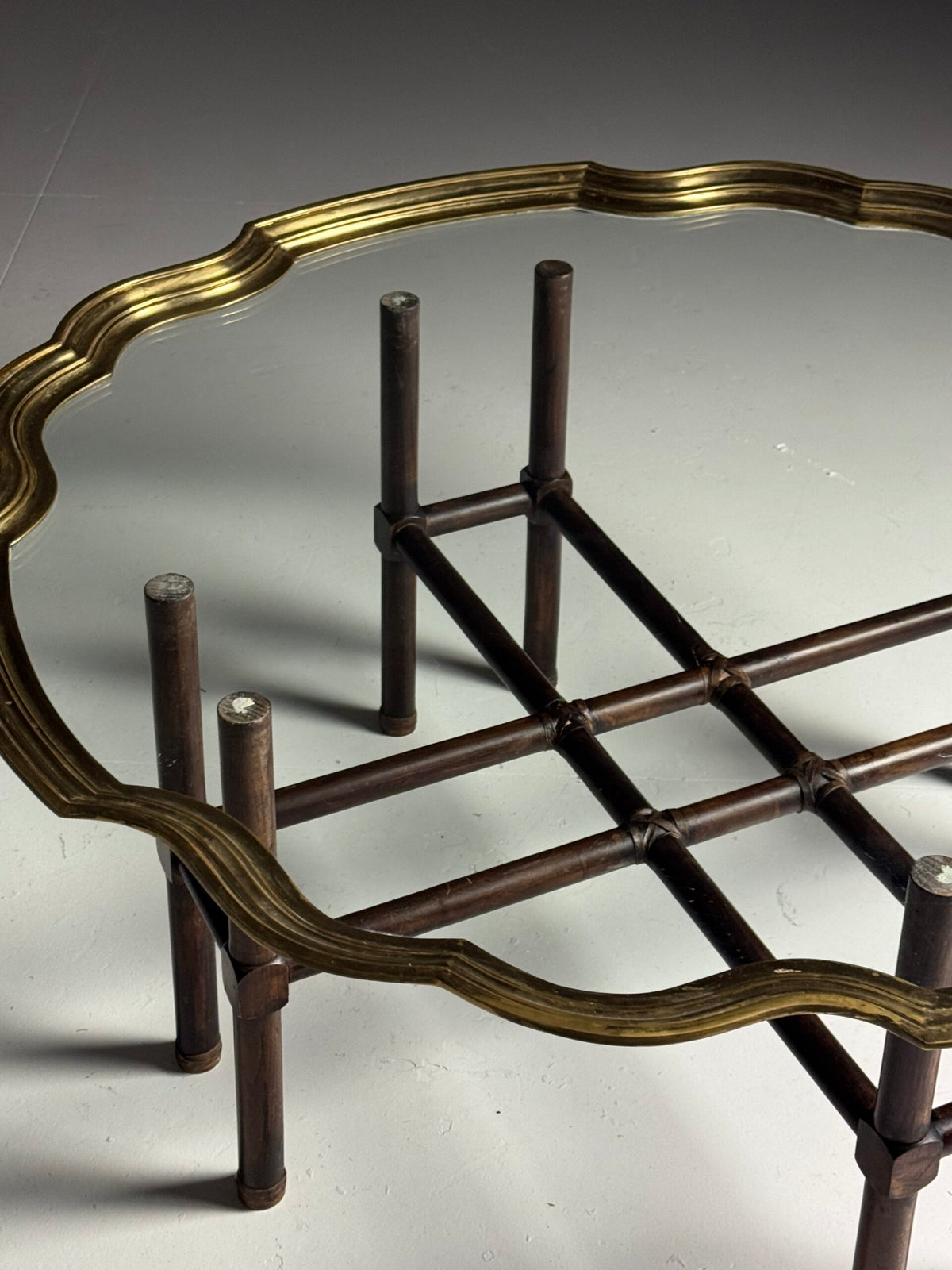 1970s to 1980s Glass Coffee Table with Brass Frame, photo 7